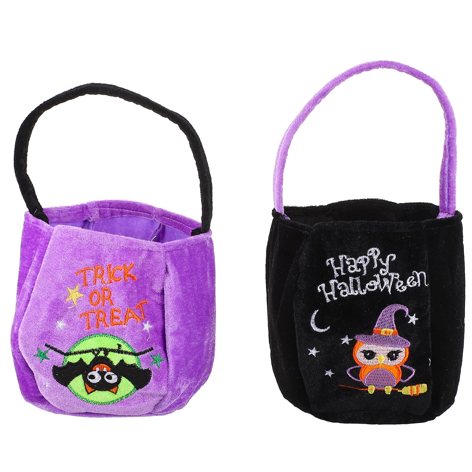 NUOBESTY Halloween Trick or Treat Buckets - 2 Pack Reusable Candy Tote Bags for Kids, Perfect Halloween Party Favors & Decorations | Great for Trick-or-Treating, Classroom Parties & Halloween Gift Exchange