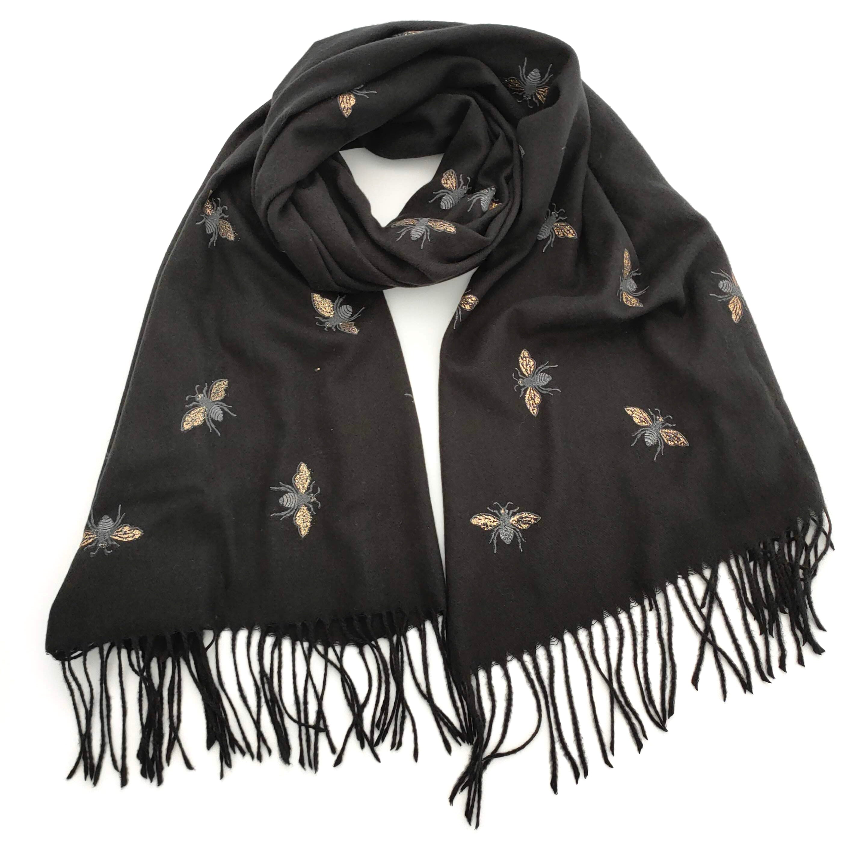 Remo Glitter Bee Pashmina Style Scarf - Elegant Sparkling Shawl for Women, Perfect for Parties, Weddings & Evening Events