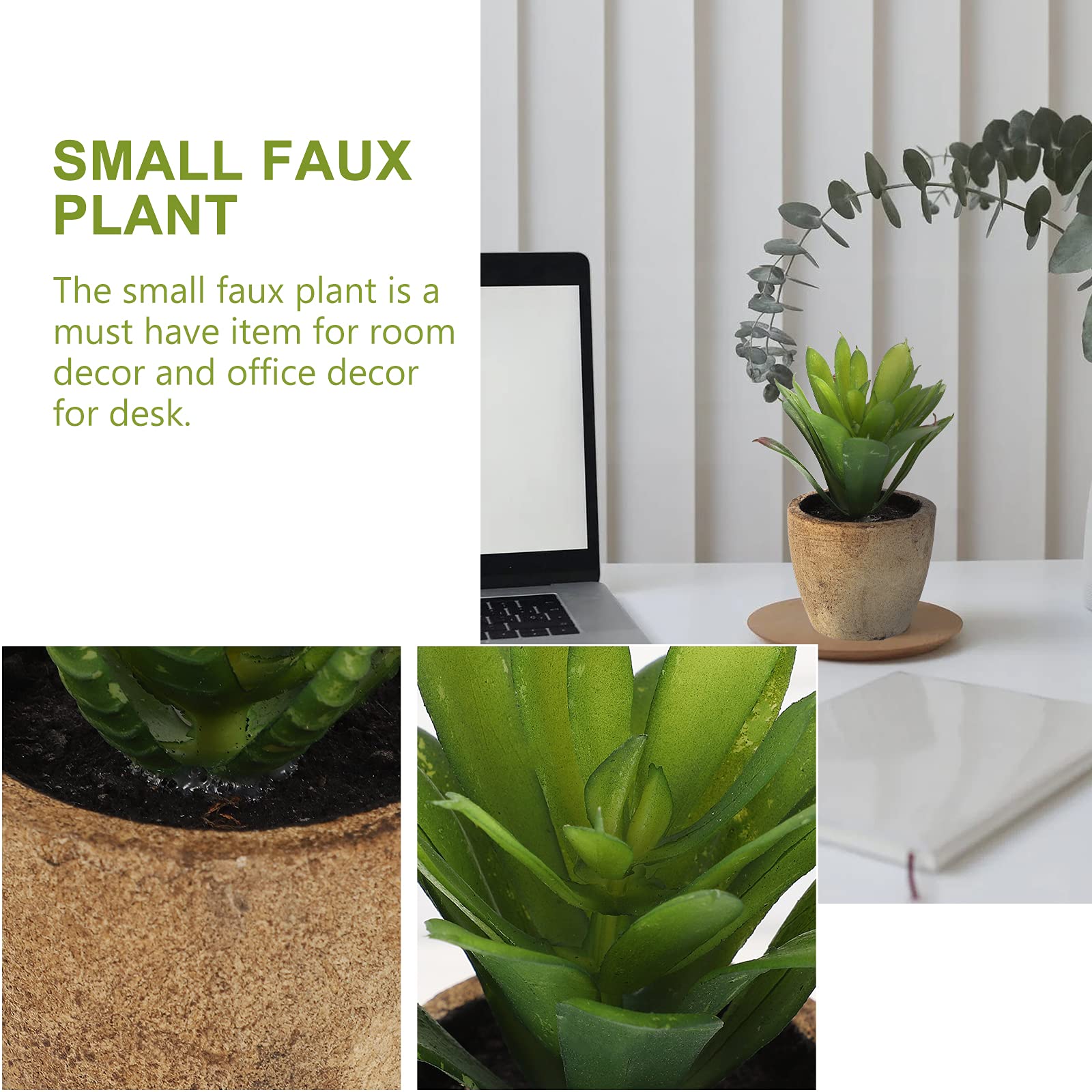 4pcs Realistic Artificial Succulent Bonsai Plants - Fake Plastic Desktop Decor for Home Office Desk, Zen Garden, Wedding Centerpiece & Shelf Decoration