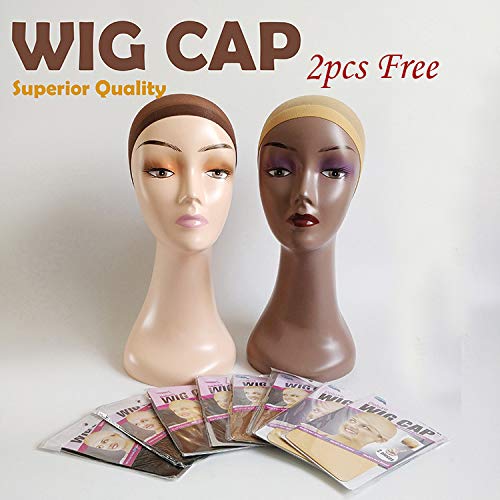 Short Kinky Curly Ombre Afro Wigs for Black Women - Synthetic Hair Wig with Wig Cap in Blonde & Brown Shades | Perfect for Cosplay, Halloween, and Daily Protective Styling