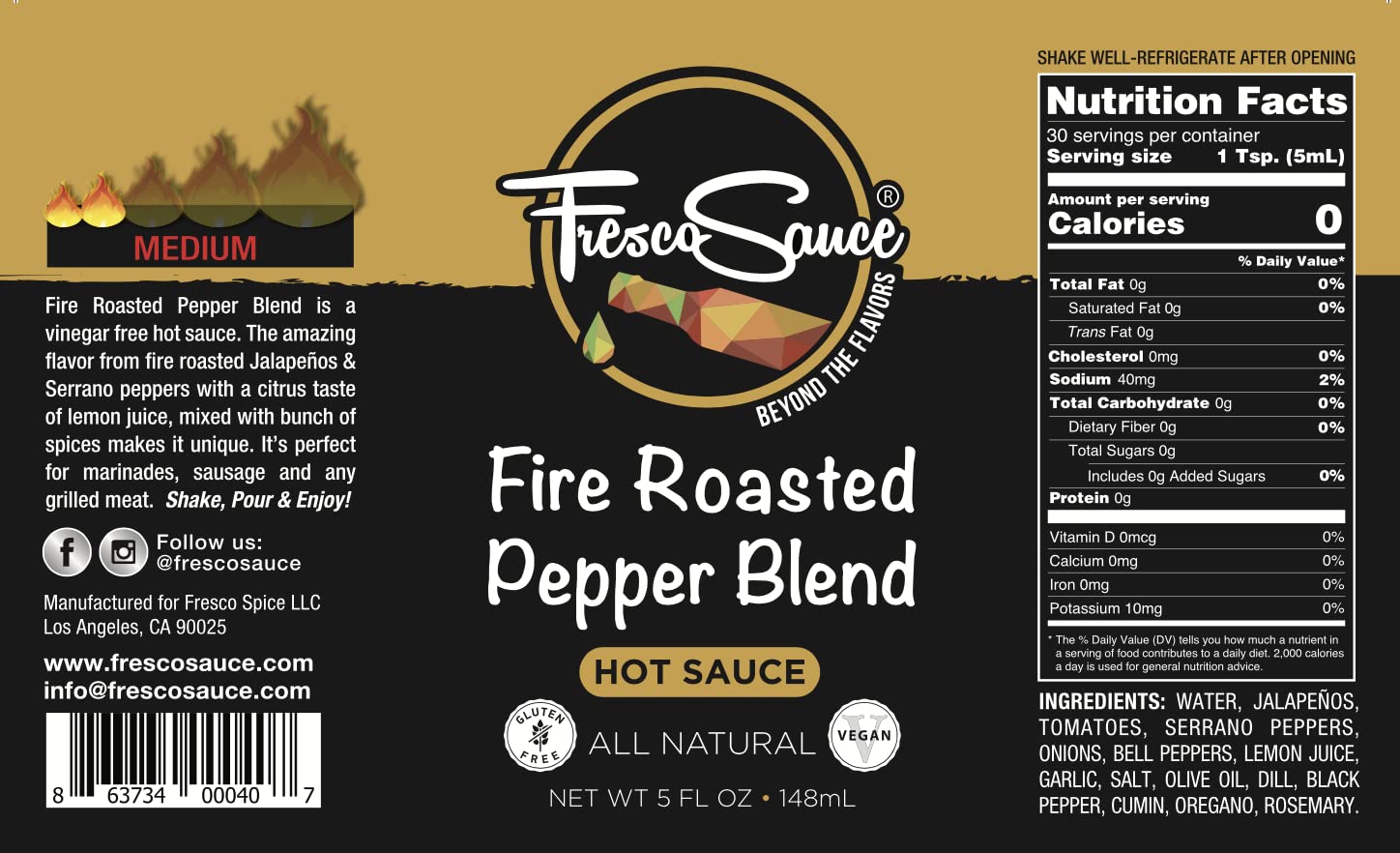 Fresco Sauce - Premium Hot Sauce Gift Box 4 Pack (Chi Banero Mustard, Fire Roasted Pepper Blend, Garlic Citrus Fresno, Chile De Arbol) - Perfect for Spicy Food Lovers, BBQ Parties & Gourmet Gifts