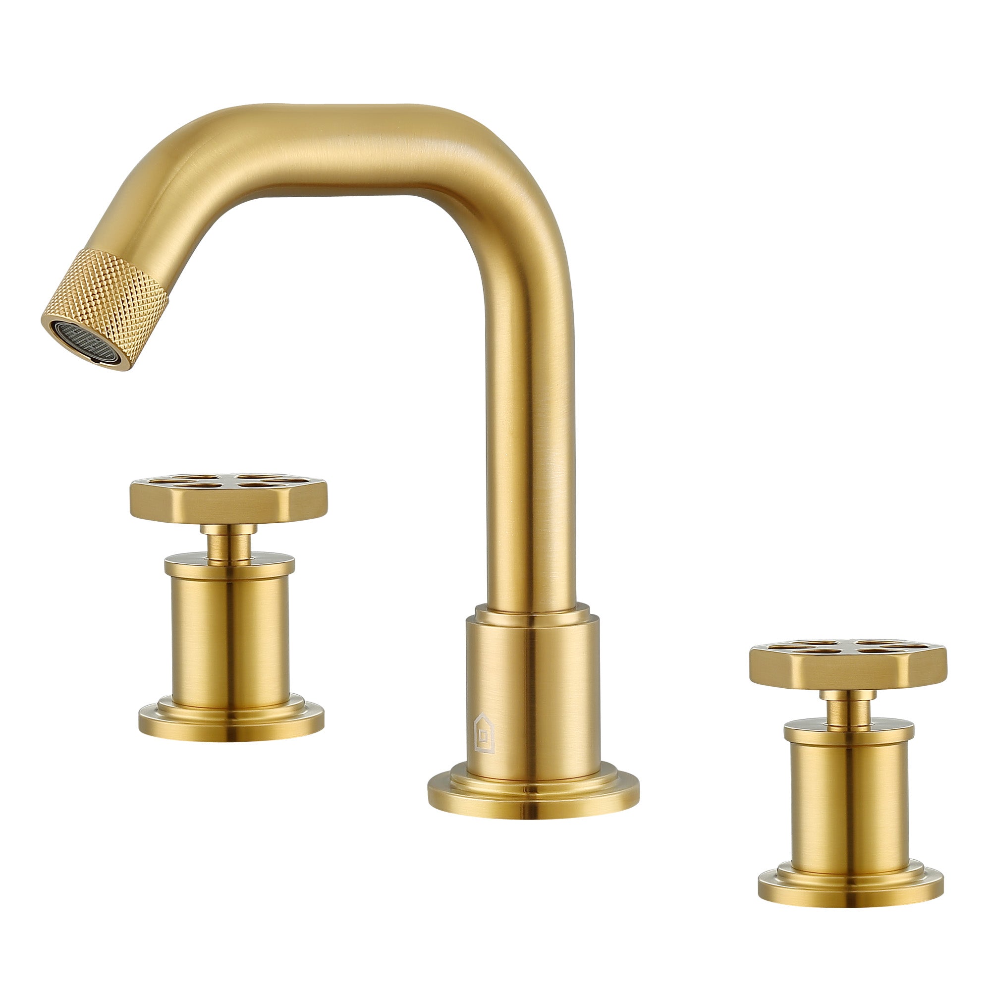 Ancona Industria Brushed Titanium Gold Widespread Bathroom Faucet - Hexagonal Two Handle 3 Hole Design for Modern Vanities | Perfect for Master Bathrooms, Powder Rooms & Guest Suites
