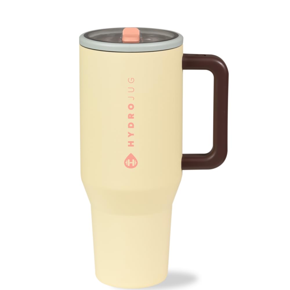 HydroJug Traveler - 32oz Insulated Stainless Steel Water Bottle with Handle & Flip Straw - Leak Proof Tumbler with Rubber Base - Fits in Car Cup Holder - Perfect Gift for Women & Men - Ideal for Gym, Hiking, Office & Travel