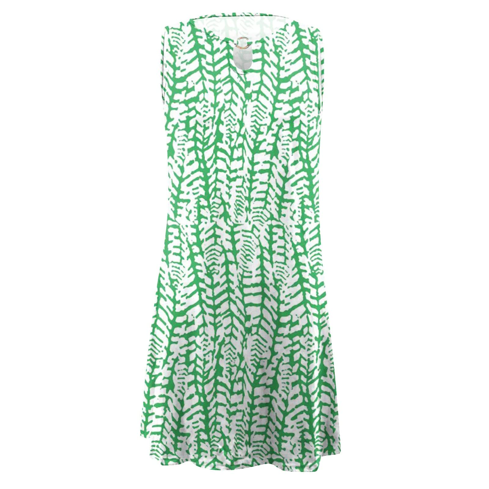 Wodceeke Women's Vintage Print Sleeveless Beach Tank Dress - Summer Casual Mini Sundress with Keyhole Design for Vacation, Pool Party & Outdoor Date Night