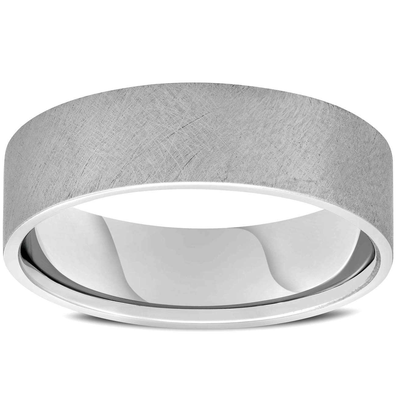 10K White Gold 6mm Men's Wedding Band - High Polished Double Milgrain Edge Ring for Him - Perfect for Engagements, Anniversaries & Special Occasions