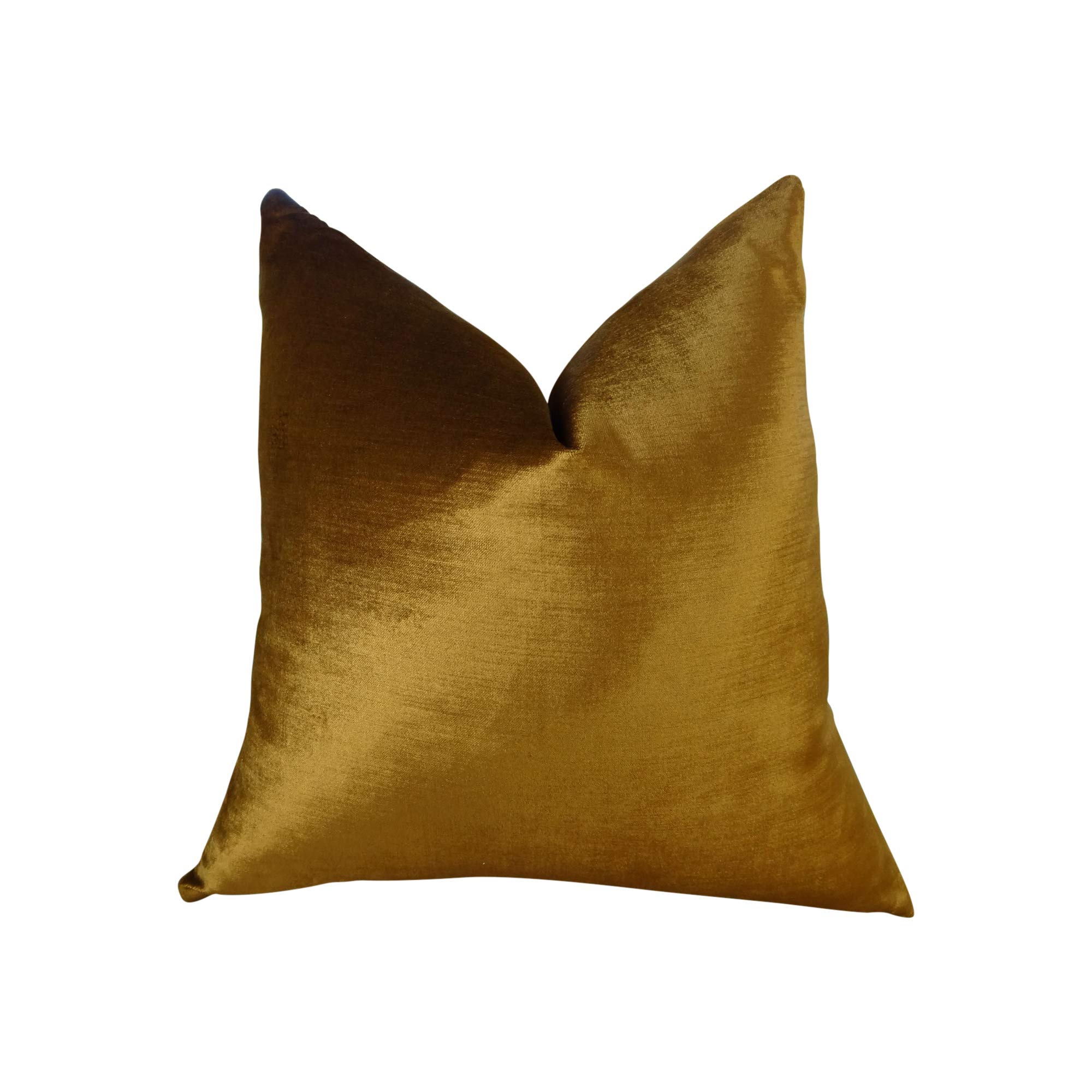 Plutus Lumiere Bronze Handmade Decorative Throw Pillow 26x26 Inch - Luxurious Gold Accent Cushion for Sofa, Bedroom & Living Room Decor