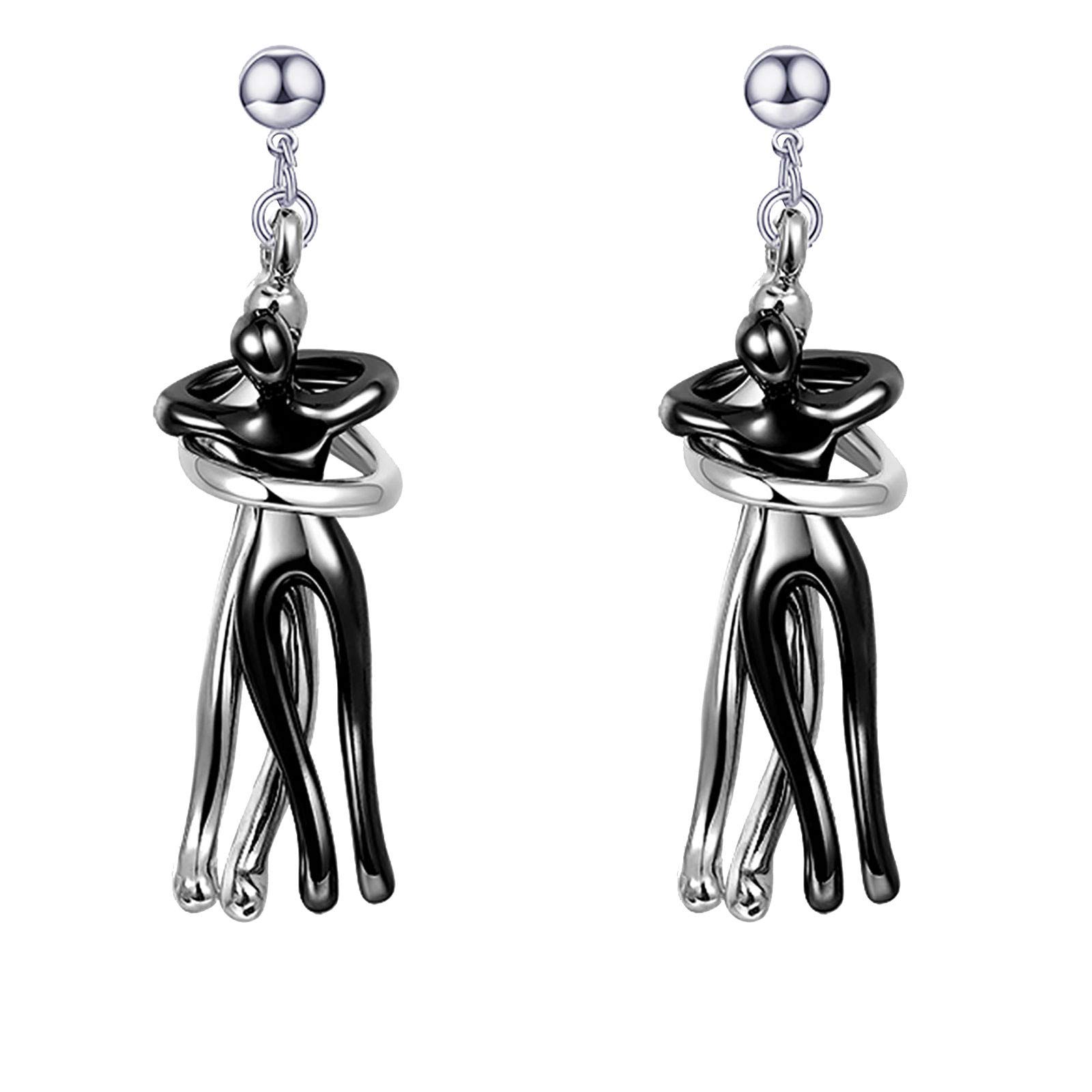 Valentine's Day Couple Hugging Stud Earrings - Romantic Alloy Jewelry Gift for Women - Perfect for Anniversaries, Date Nights & Special Occasions