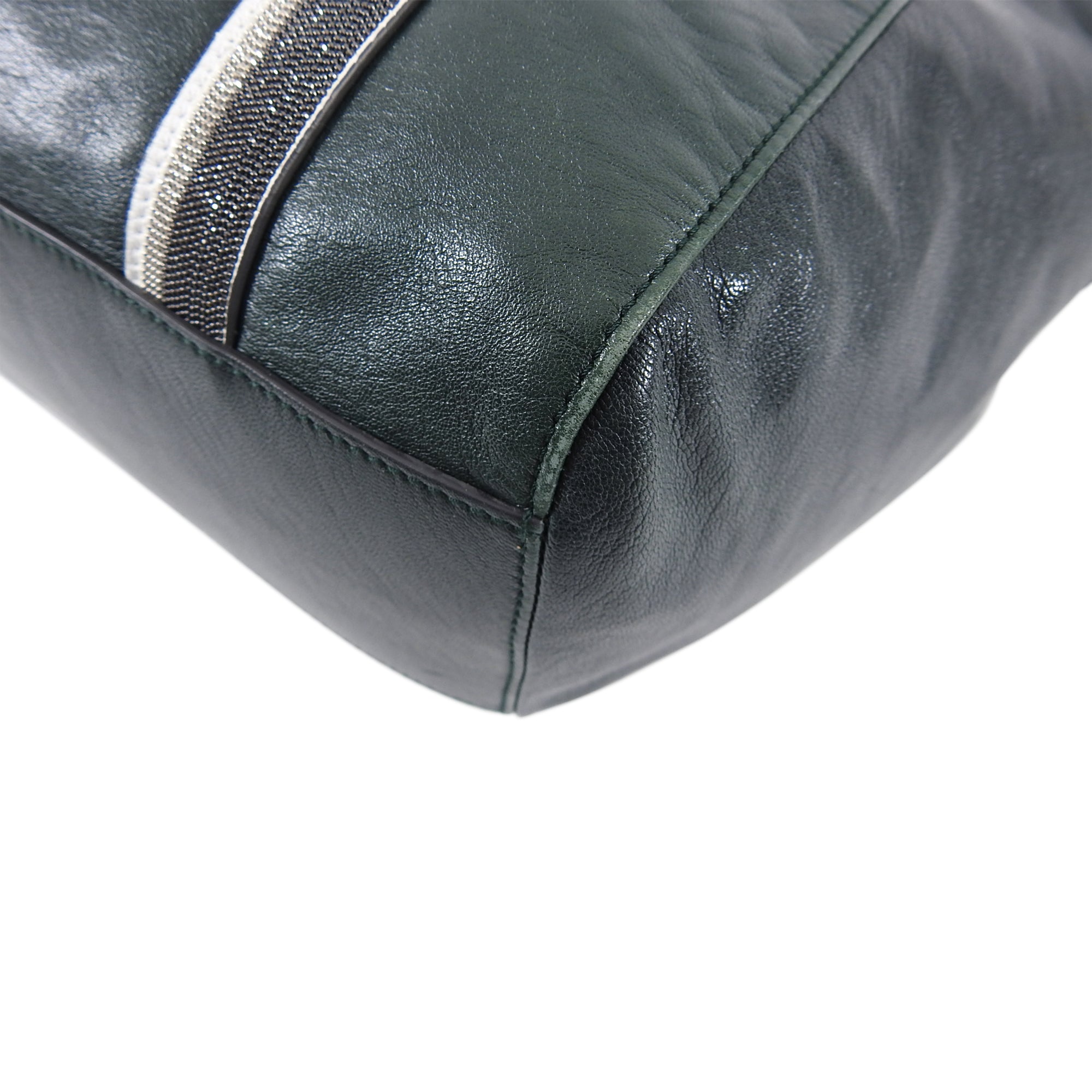Brunello Cucinelli Dark Green Leather Satchel Crossbody Bag for Women | Luxury Italian Designer Handbag | Perfect for Work, Travel & Everyday Use