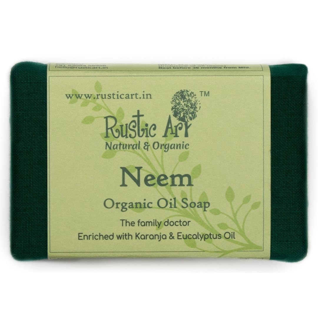 Organic Neem & Tulsi Soap for Sensitive Skin - Cold-Processed, Prevents Body Acne, Nourishes & Hydrates - 100g Bar for Women & Men - Ideal for Daily Skincare, Acne-Prone Skin & Natural Body Care