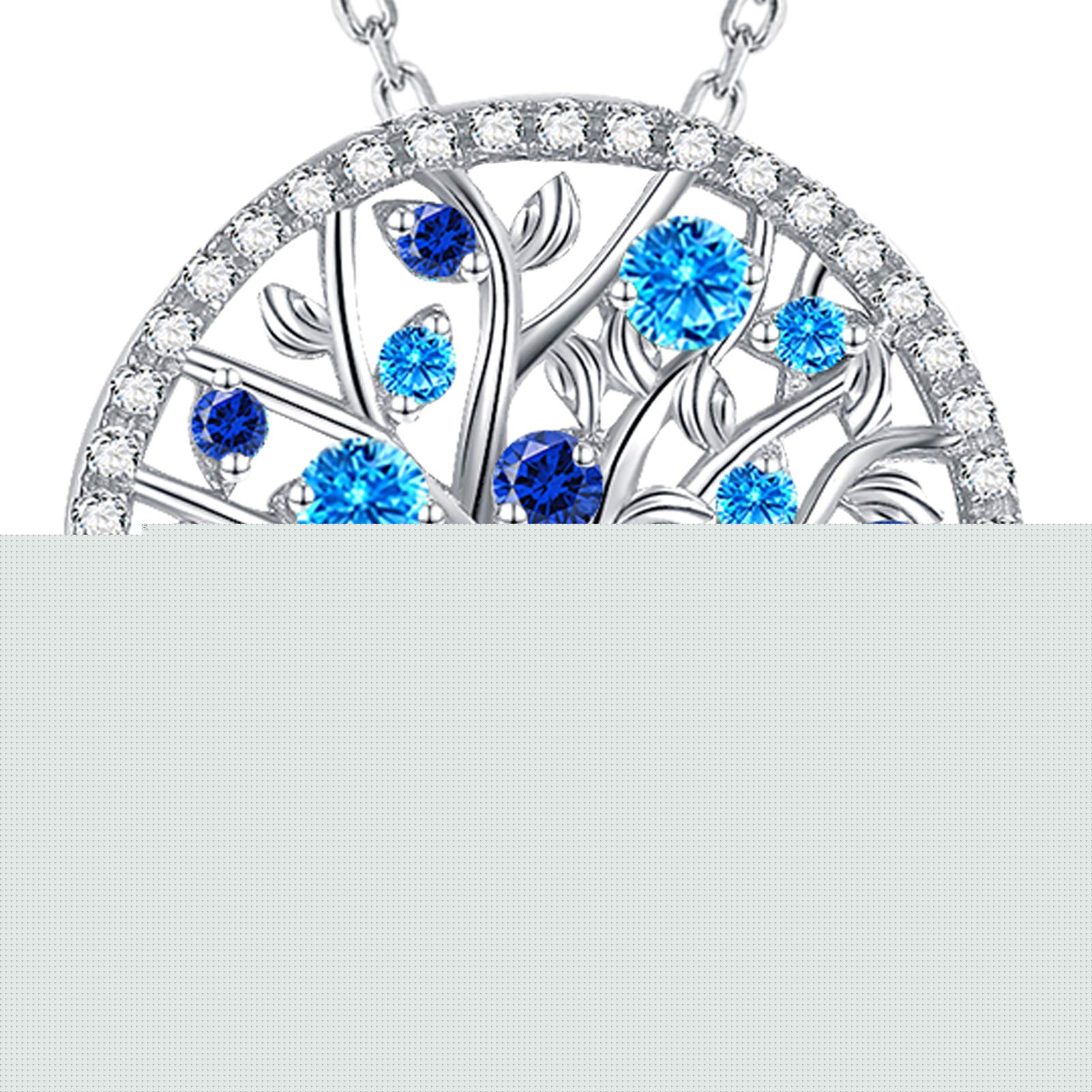 Tree of Life Pendant Necklace for Women - Sterling Silver Birthstone Jewelry with Aquamarine, Emerald & More | Spiritual Protection & Elegant Everyday Jewelry | Perfect Birthday Gift for Wife, Mom, Sister | March & April Birthstones | Ideal for Meditation, Yoga & Special Occasions