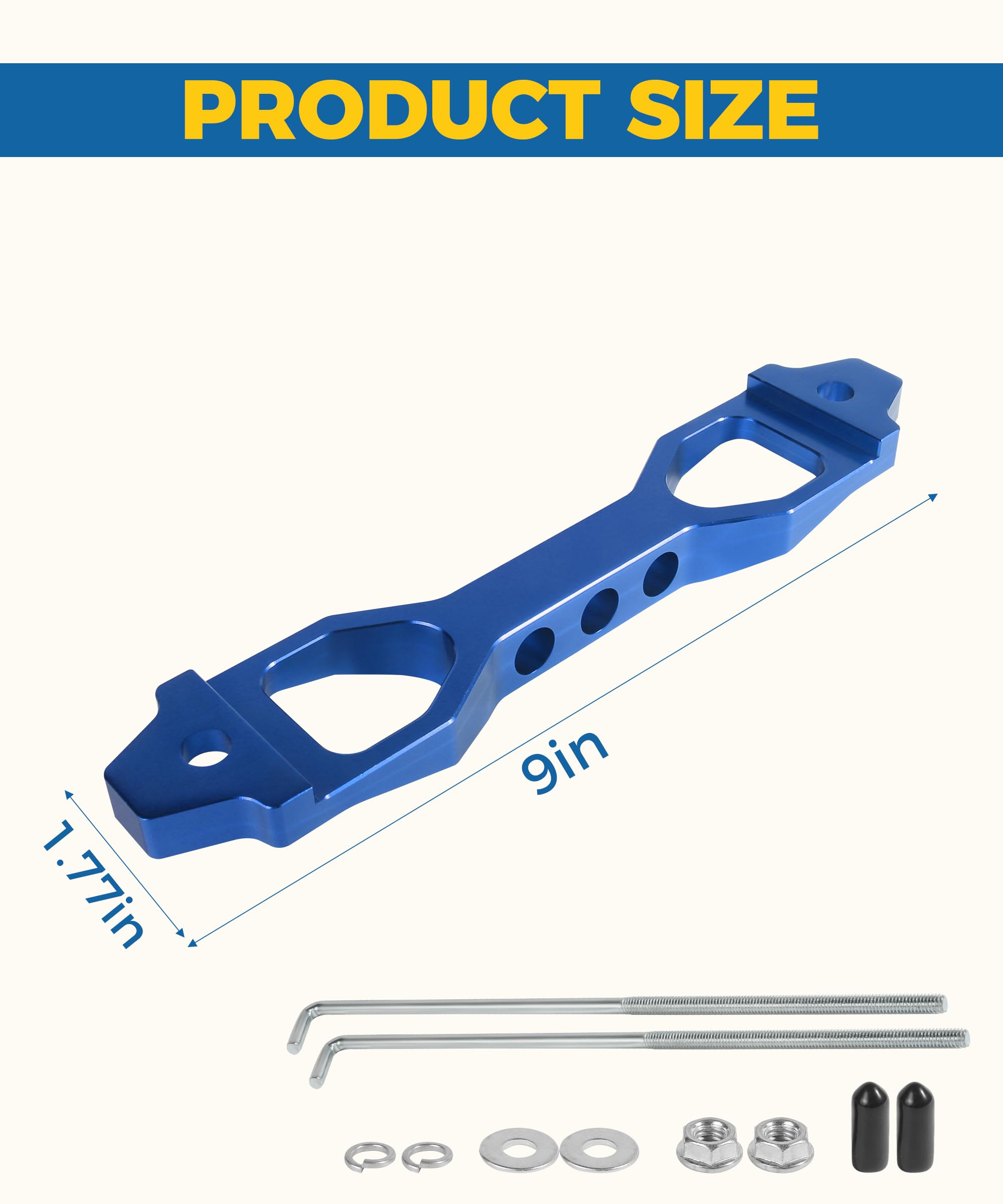 High-Quality Aluminum Alloy Battery Tie Down Kit with Galvanized Iron J Bolts - Universal Fit for Most Vehicles (Blue) - Perfect for Car Maintenance, Engine Bay Organization & Automotive DIY Projects