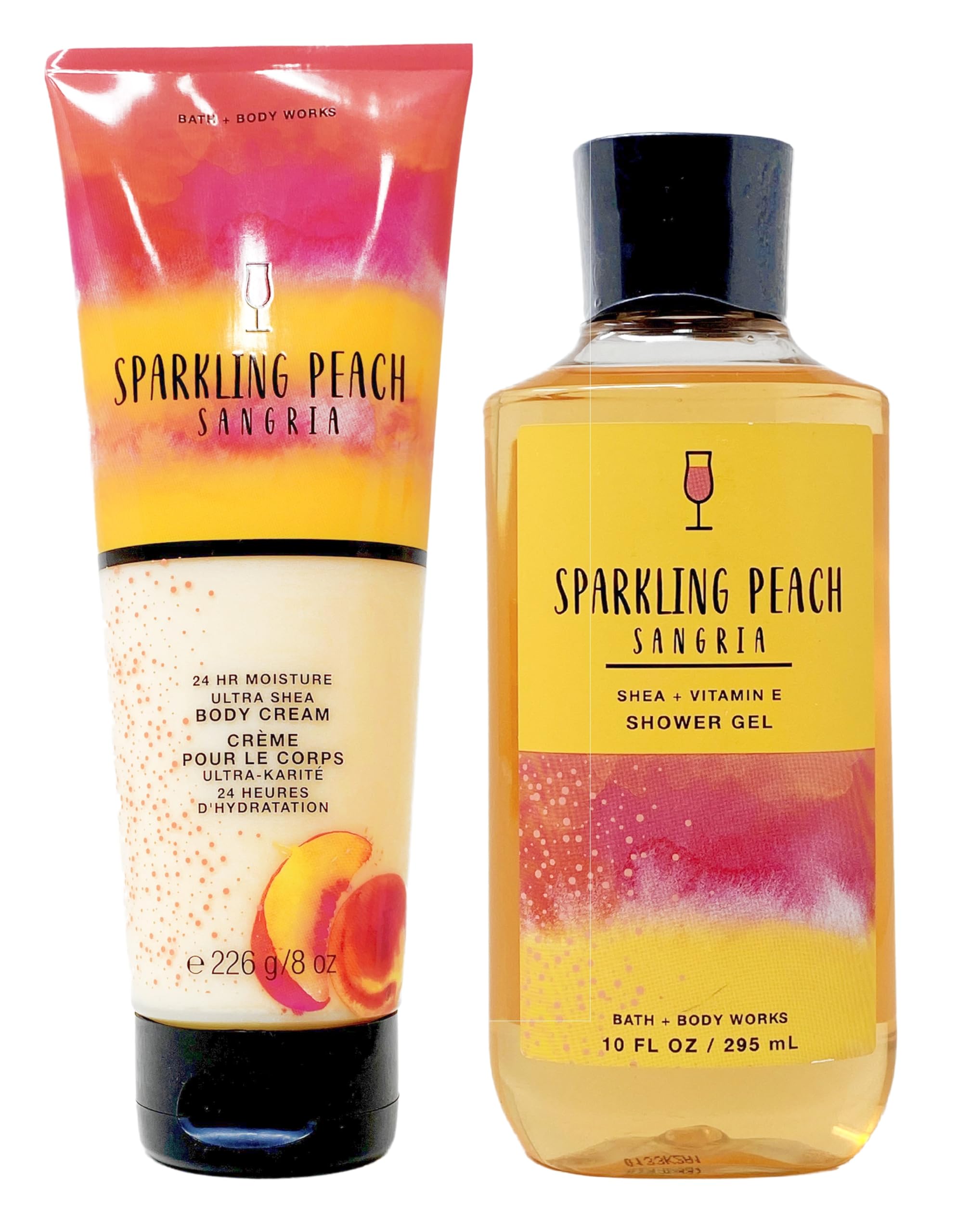 Bath & Body Works Sparkling Peach Sangria Gift Set - Body Cream & Shower Gel Duo | Perfect for Self-Care, Gifts & Spa Nights