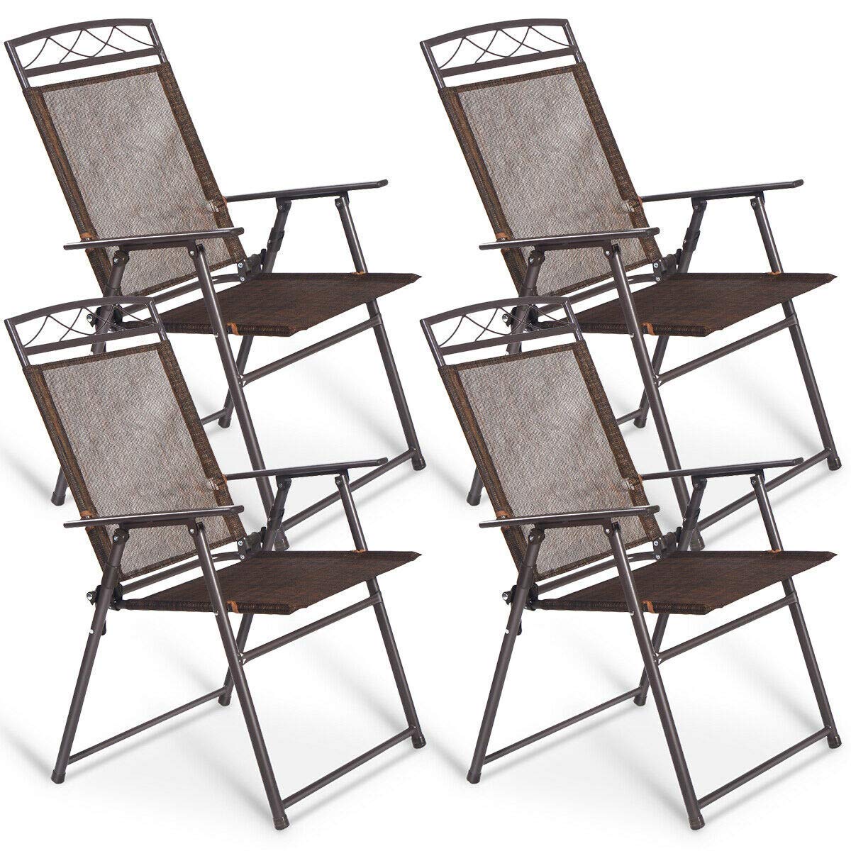 SPSUPE 4-Pack Outdoor Folding Chairs - Heavy Duty Steel Frame Camping Chairs for Patio, Garden, Poolside, Backyard & Coffee Time - Portable & Comfortable for Picnics, BBQs, Beach & Camping Trips