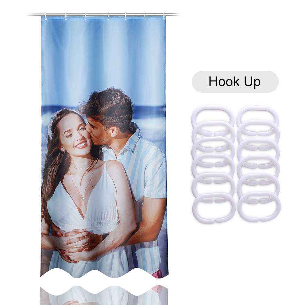 Custom Personalized Photo Fabric Shower Curtain - Waterproof 59x72 Inch Bathroom Decor with Hooks - Perfect for Home, Apartment & Guest Bathroom Decorations