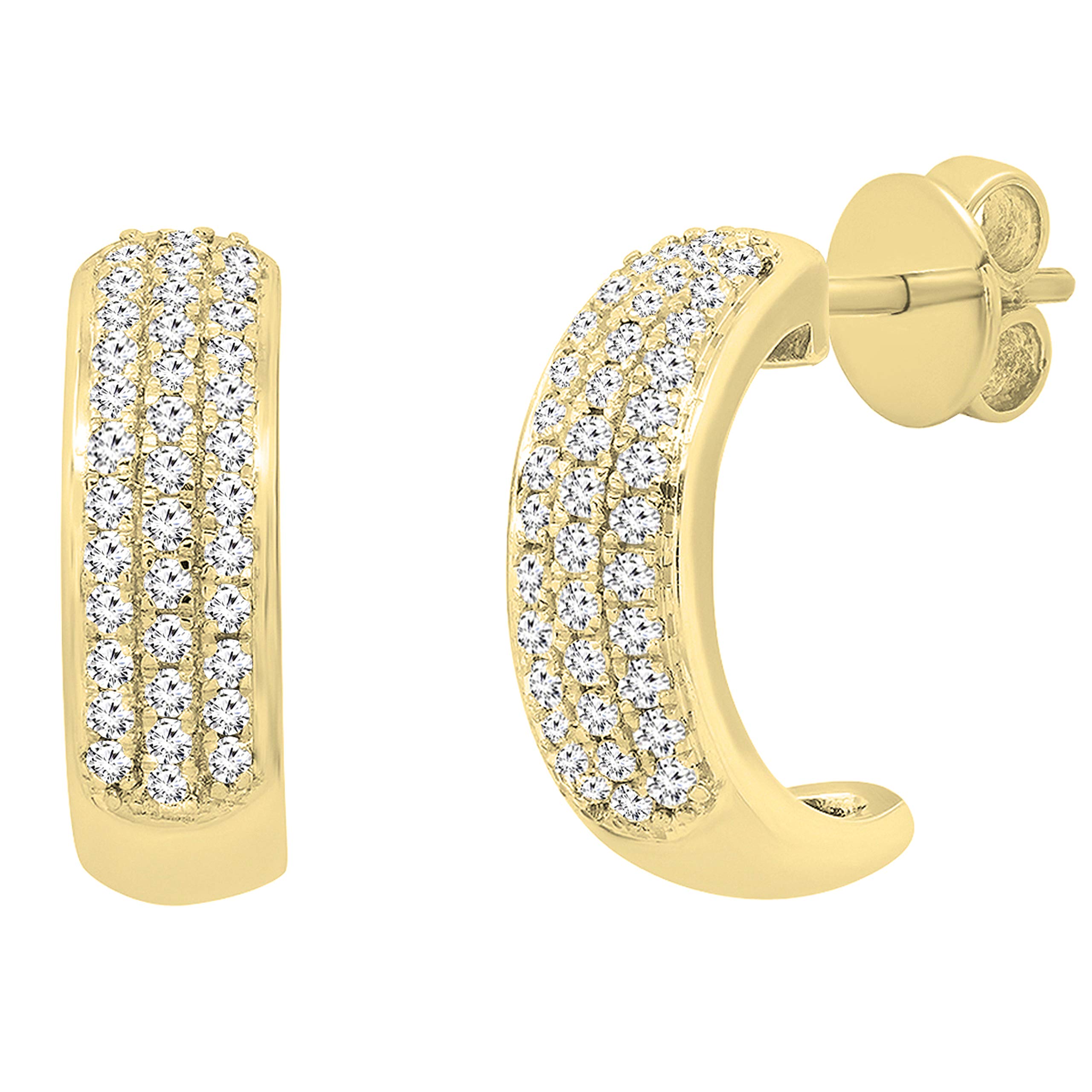 0.20 CTTW Round Diamond Women's Huggie Hoop Earrings - 1/5 CT, 18K Solid Gold - Perfect for Everyday Wear, Gifts & Special Occasions