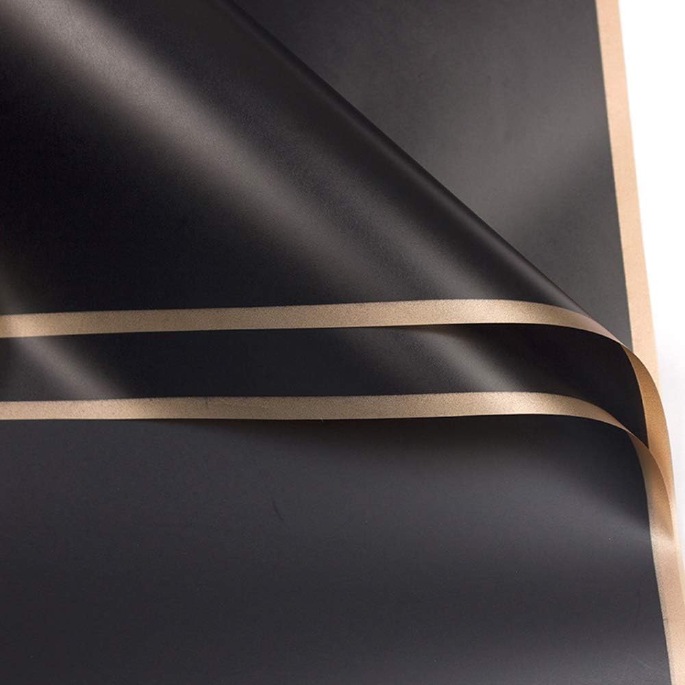 Premium Waterproof Golden Border Gift Wrapping Paper - 10 Sheets for Christmas Presents, Korean Bouquet Wrapping, DIY Crafts & Holiday Decorations | Ideal for Birthday Gifts, Wedding Favors, and Party Decor