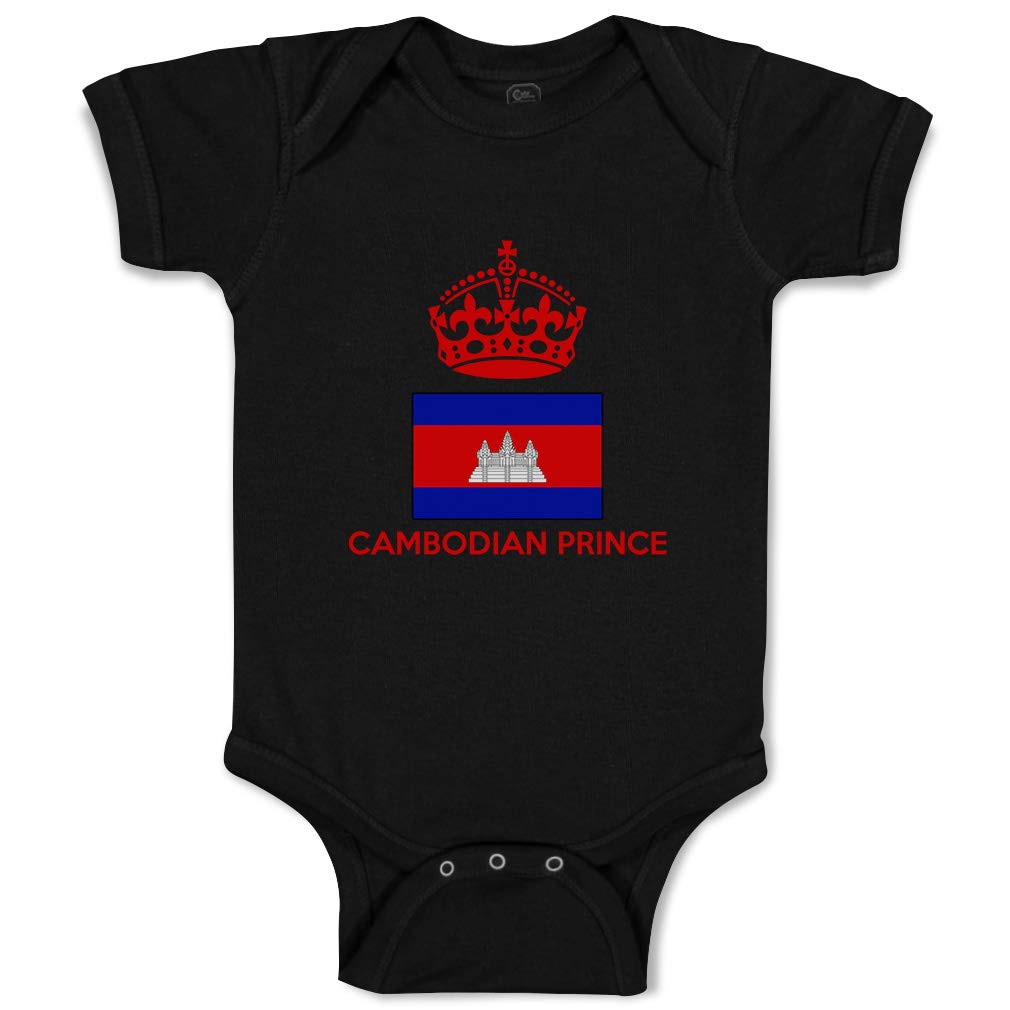 Custom Cambodian Prince Crown Baby Bodysuit - Funny Cotton Bodysuit for Boys & Girls | Perfect for Birthday, Photoshoot & Cultural Celebration Outfits