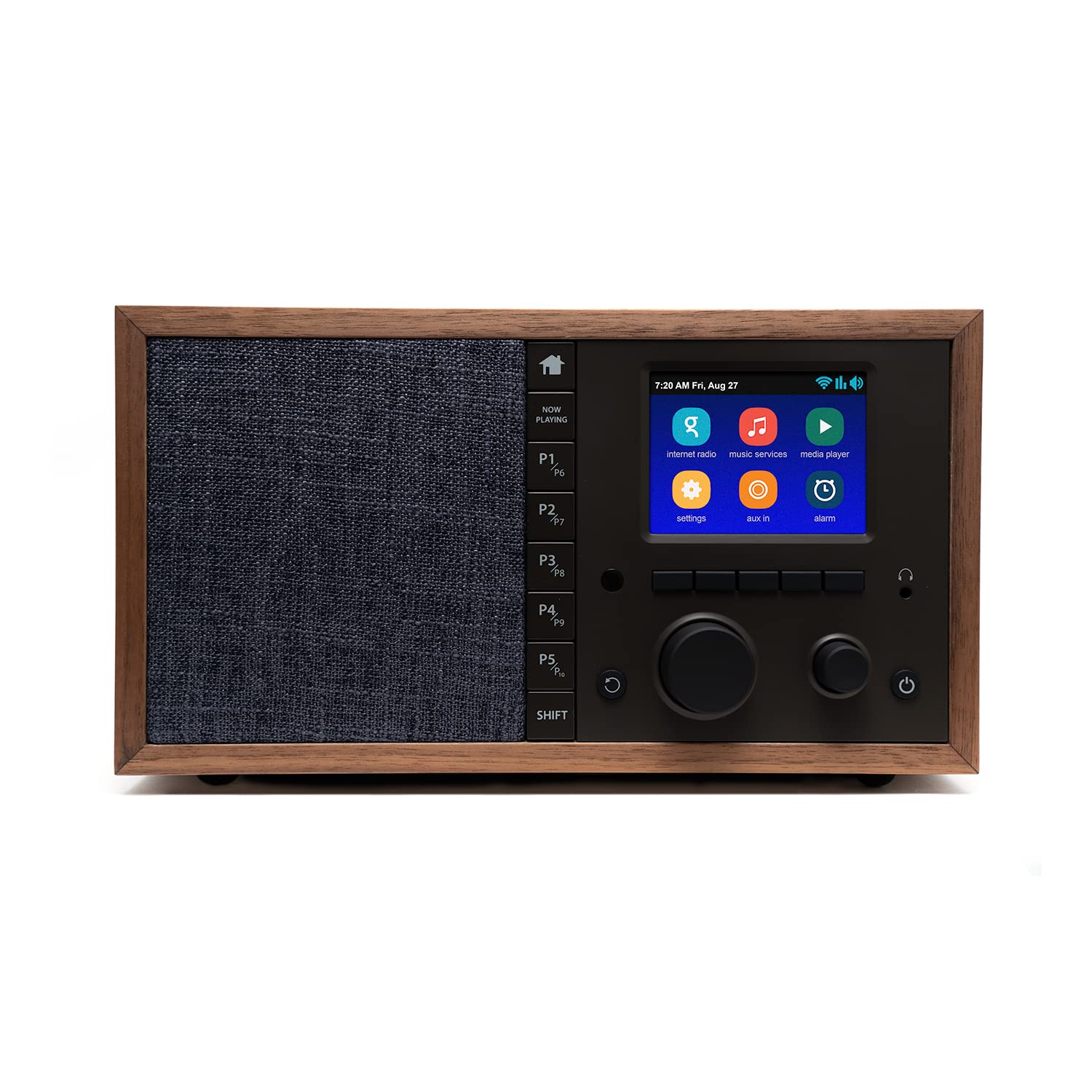 Grace Digital Mondo Elite Classic Smart Internet Radio with Bluetooth, Wi-Fi & Qi Wireless Fast Charger - 7-Day Alarm Clock, No Microphone (Walnut) - Perfect for Bedroom, Office and Kitchen Use