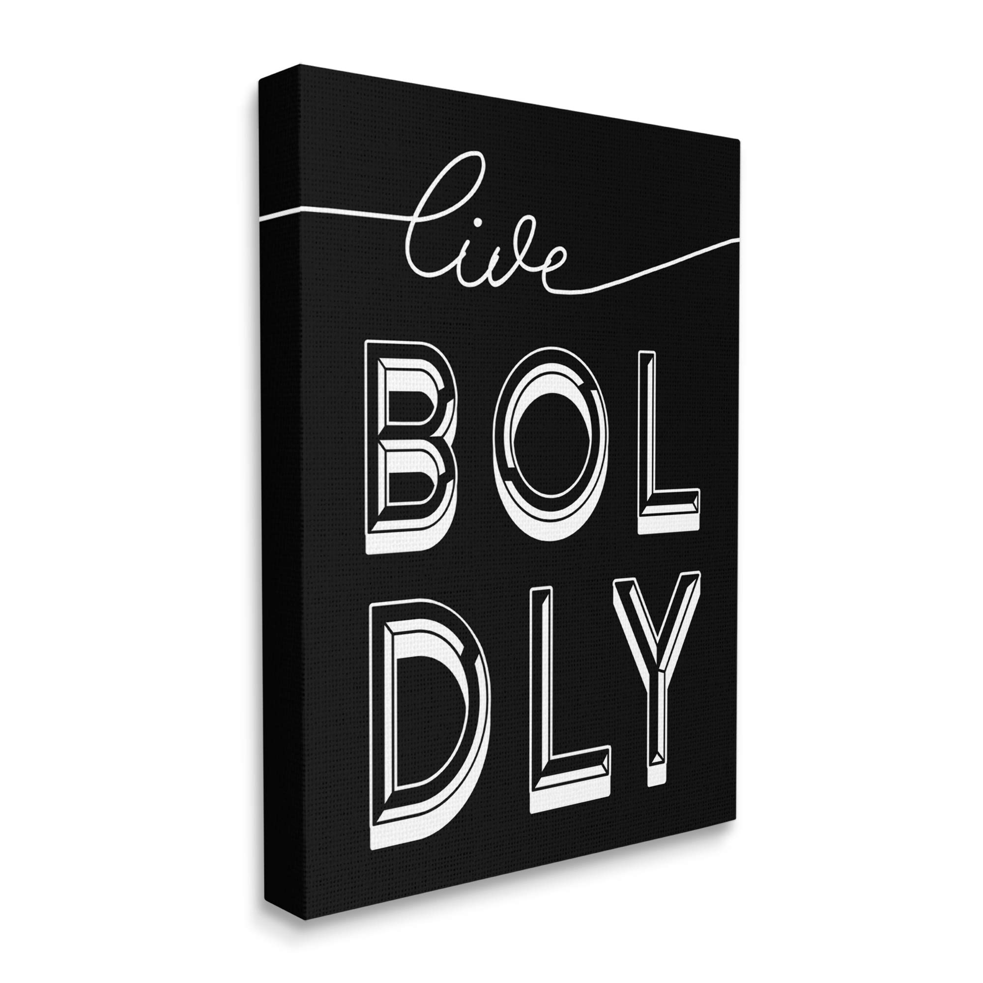 Stupell Industries 'Live Boldly' Black & White Typography Canvas Wall Art - 36