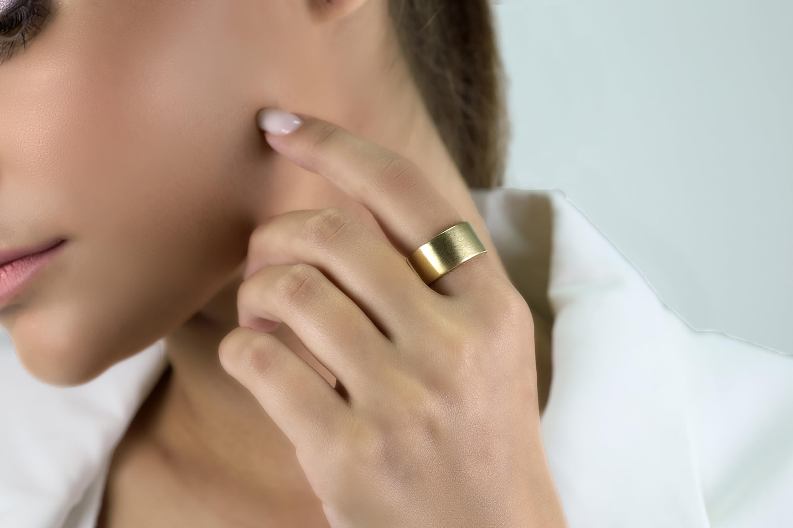 10mm Wide Brushed Gold Band Ring - Handcrafted Elegant Wedding & Engagement Ring - Promise & Friendship Rings - Perfect for Anniversaries, Proposals & Special Occasions