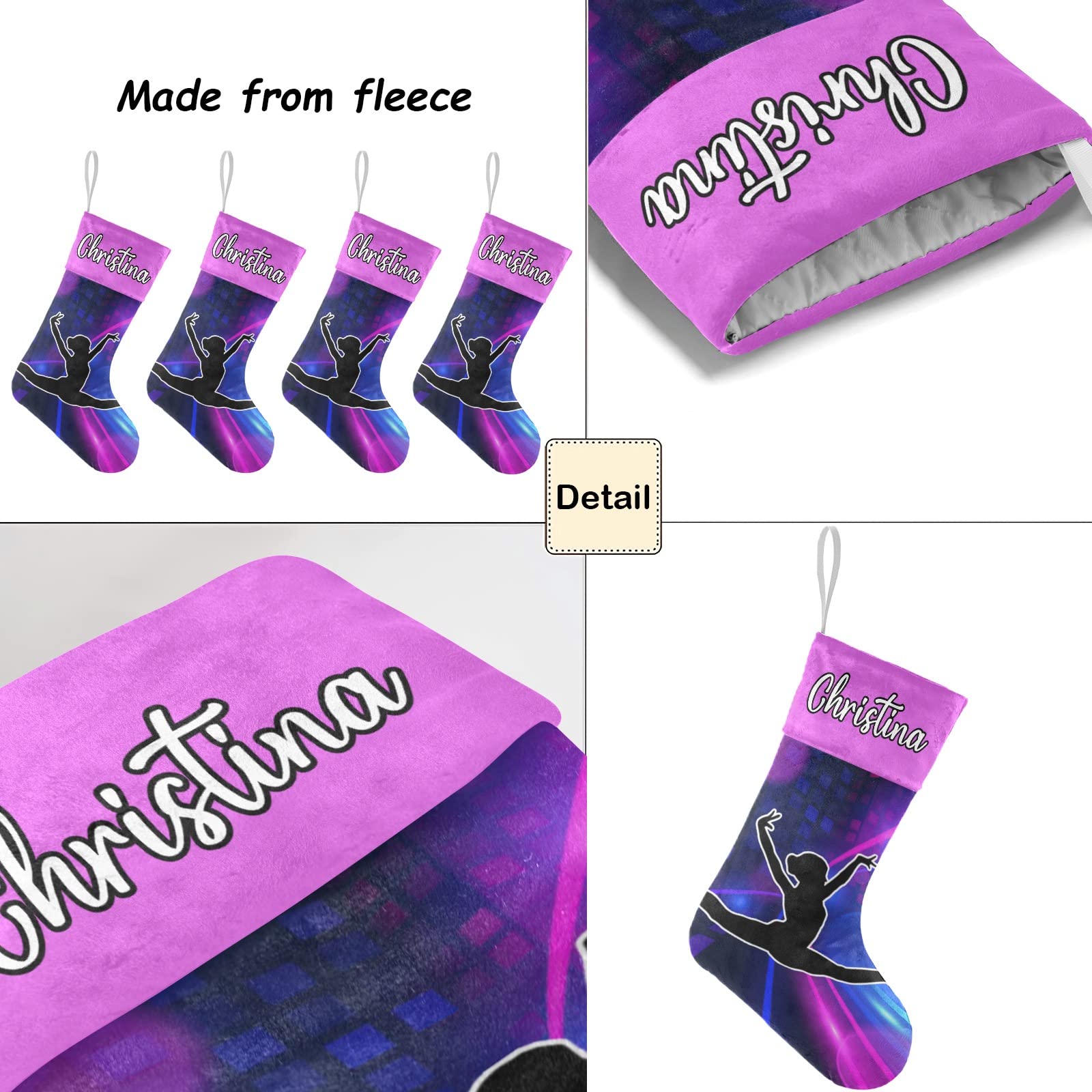 Personalized Christmas Stocking for Gymnasts - Custom Name Embroidered Holiday Stockings - 17.52 x 7.87 Inch Family Xmas Decor - Perfect for Gymnastics Team Gifts, Christmas Party Decorations & Fireplace Mantel Display