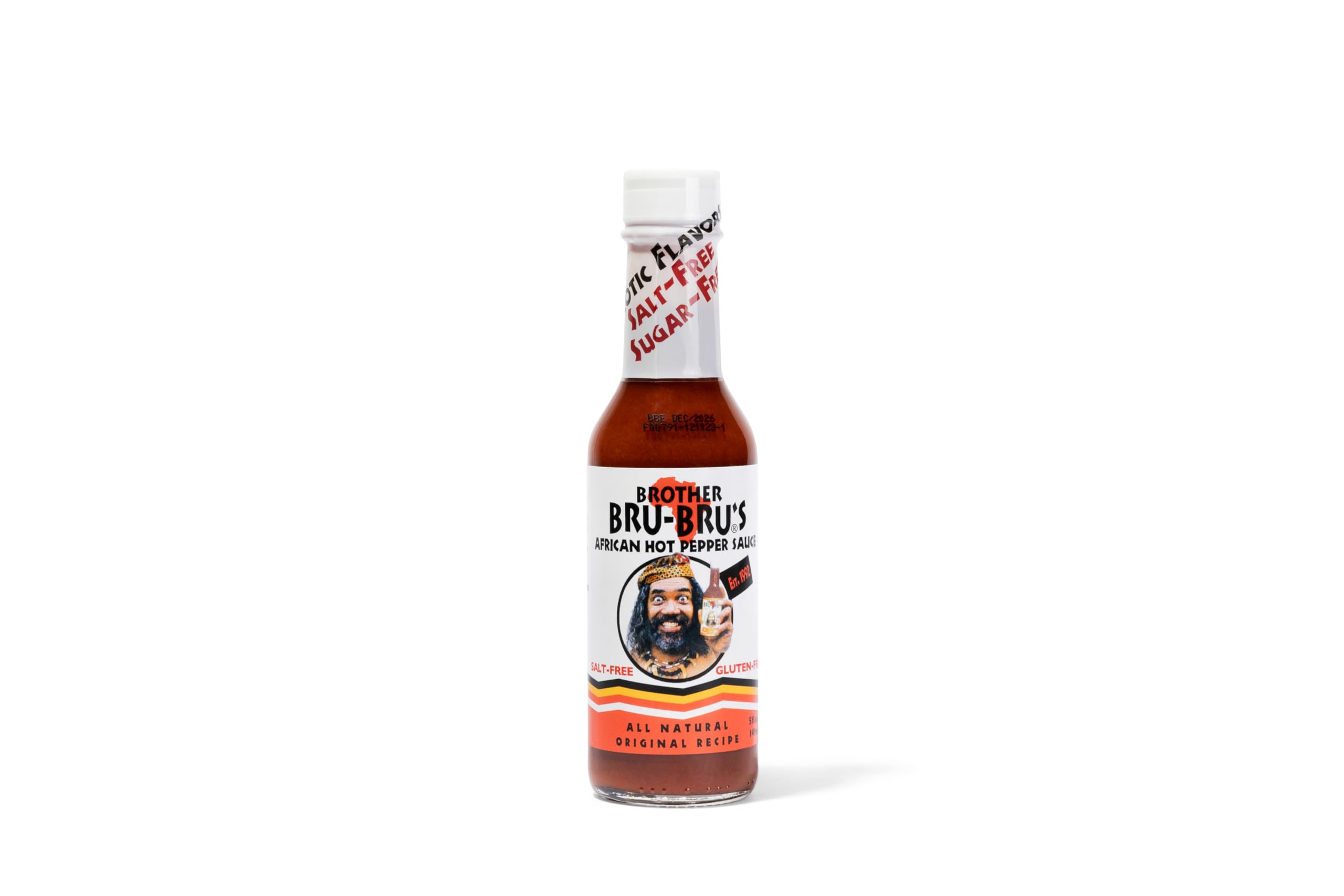 Brother Bru-Bru's African Habanero Hot Sauce - No Sodium, Salt Free, Sugar Free, Gluten Free, Vegan - Spicy Pepper Sauce & Seasoning - 5 oz (Pack of 3) - Perfect for Tacos, Wings, BBQ & Cooking