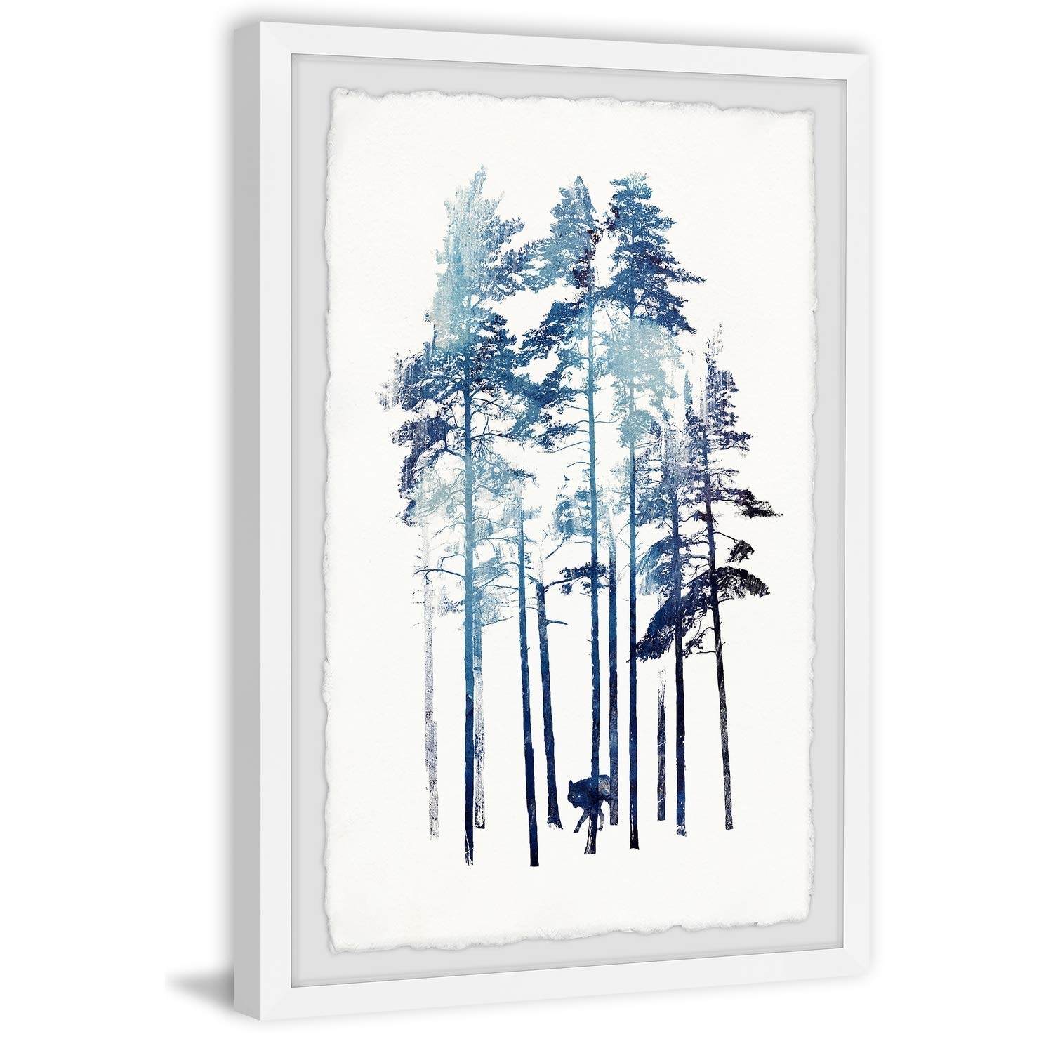 Handmade Tall Blue Trees Framed Print 8x12 - Marmont Hill Wall Art for Living Room, Bedroom & Office Decor