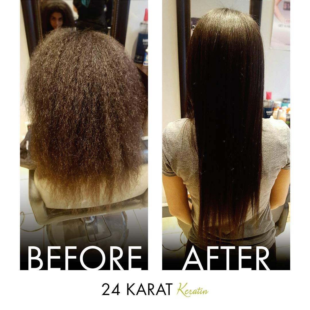 24K Gold Brazilian Keratin Hair Treatment with Collagen & Argan Oil - 4oz (118ml) for Thick & Coarse Hair - Lasts 5 Months with 2 Applications - Salon-Quality Smoothing & Frizz Control - Perfect for Damaged Hair Repair & Daily Styling