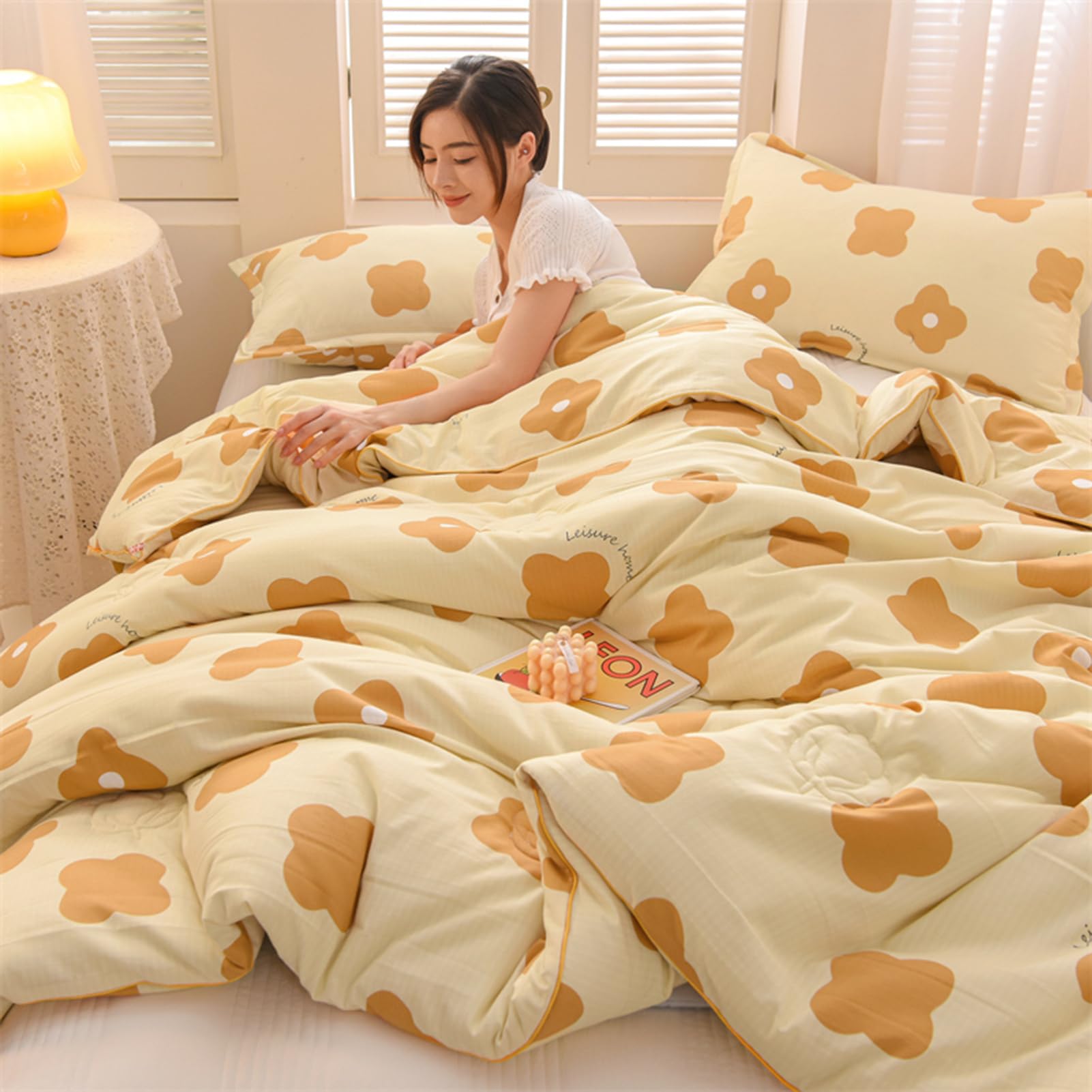 Organic Cotton Quilt - All Season Reversible Winter Comforter with Soy Fiber Filling | Soft & Cozy Bedding for Home, Hotel & Guest Room | Dopamine Design 200x230cm (3kg) | Perfect for Cold Nights & Cozy Decor