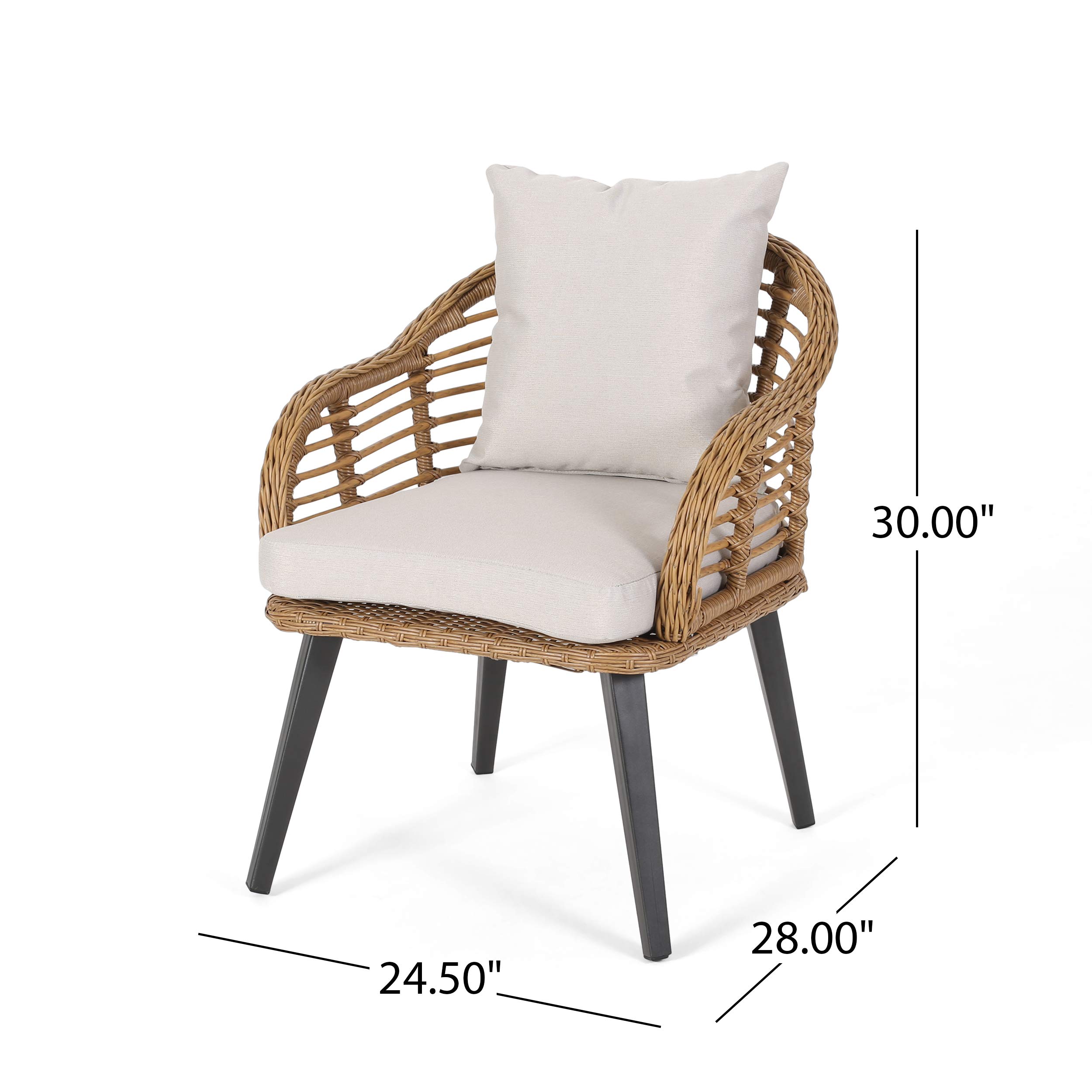 Premium Outdoor Wicker Club Chairs with Cushions (Set of 2) - Light Brown & Beige - Weather-Resistant Patio Furniture for Poolside, Garden, or Deck Relaxation