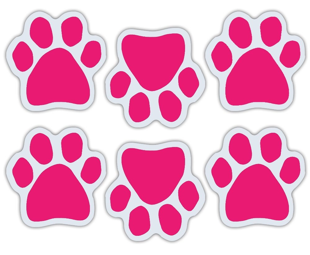 Mini Dog Paw Refrigerator Magnets - Set of 6 Pink Cute Fridge Magnets for Kitchen Decor, Office Whiteboard & Memo Board - 1.75 x 1.75 Inch Adorable Pet-Themed Magnets