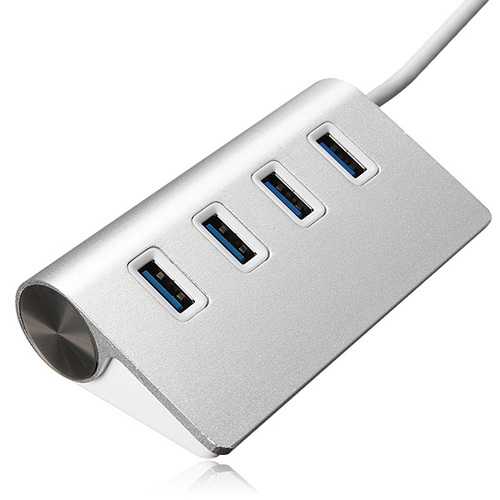 5Gbps High-Speed Aluminum USB 3.0 4-Port Hub with Cable - Expand Laptop Ports for Gaming, Office & Home Use
