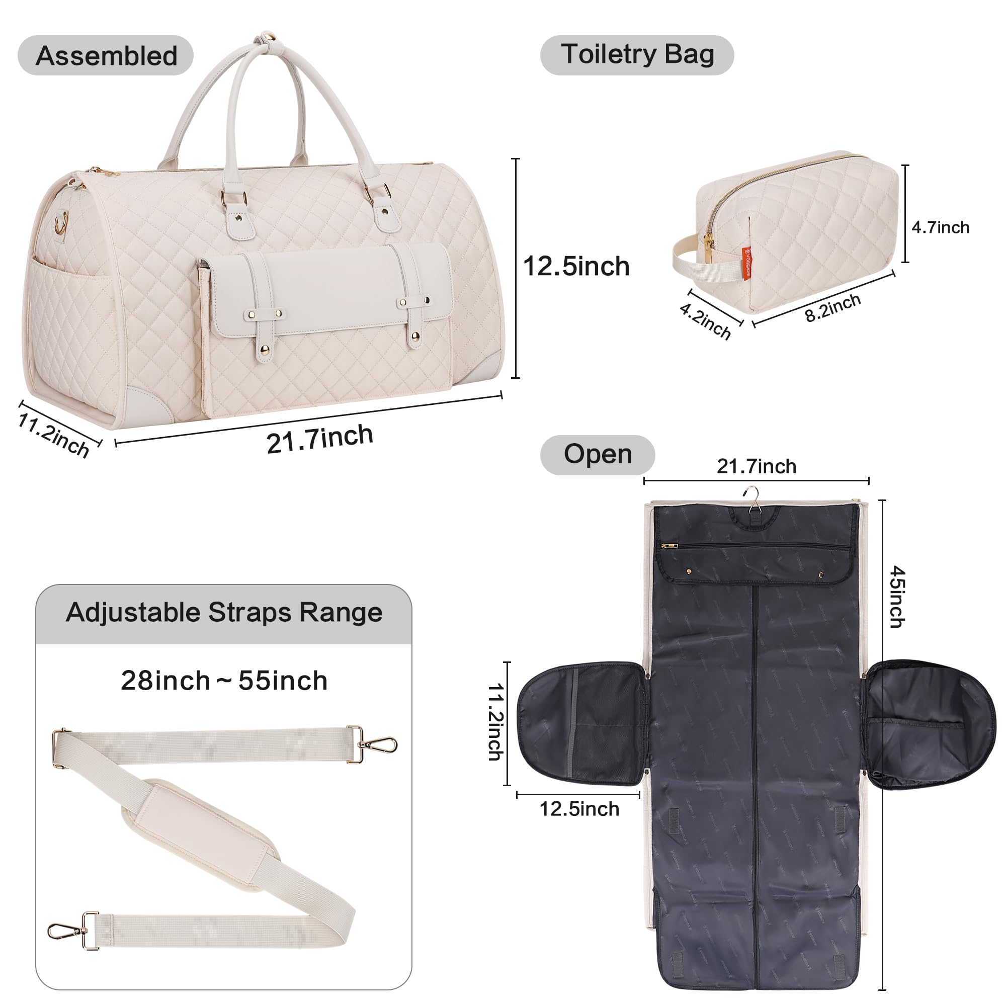 Convertible Carry-On Garment Bag for Travel - Hanging Suit & Dress Storage Organizer with Shoe Compartment | Perfect for Business Trips, Weddings & Closet Organization