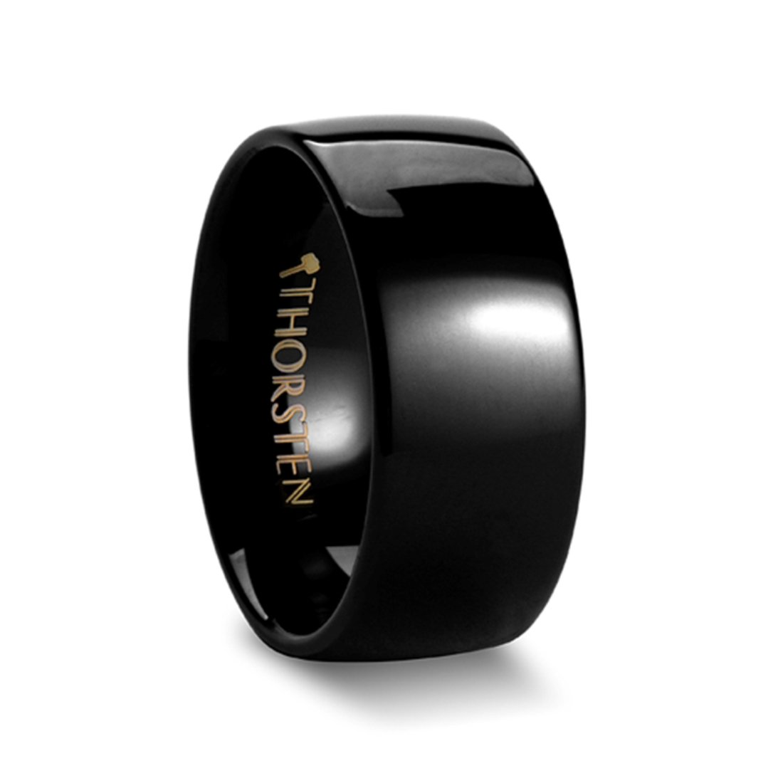 RAVEN Polished Black Tungsten Wedding Band - 10mm Wide Rounded Domed Ring for Men - Perfect for Engagements, Anniversaries & Everyday Wear