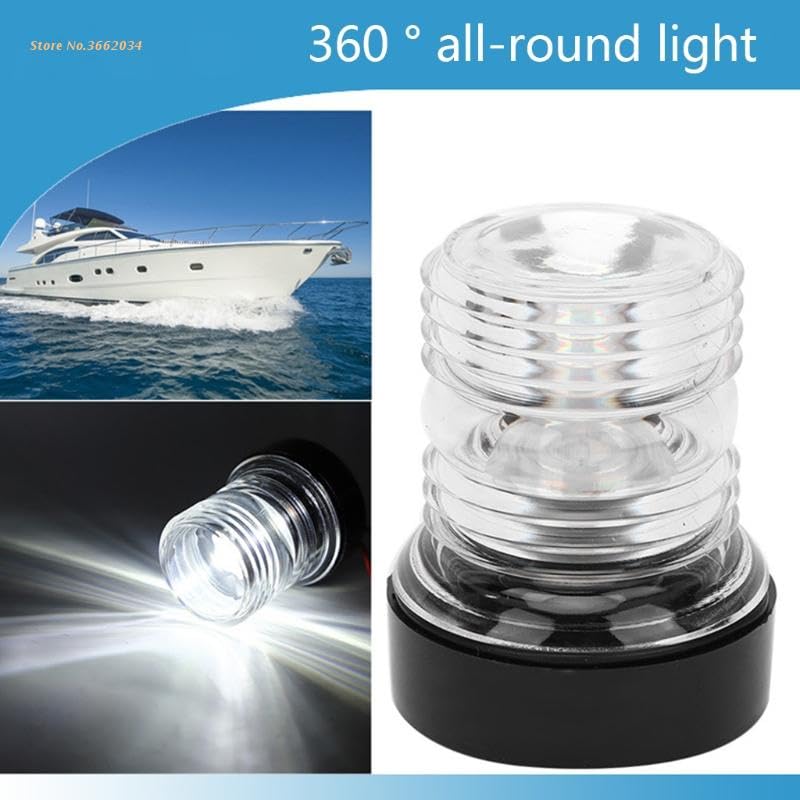12V LED Marine Navigation Anchor Light - 360 Degree All-Round White Waterproof Boat Yacht Lamp for Fishing & Sailing | Perfect for Night Cruising, Docking & Emergency Situations