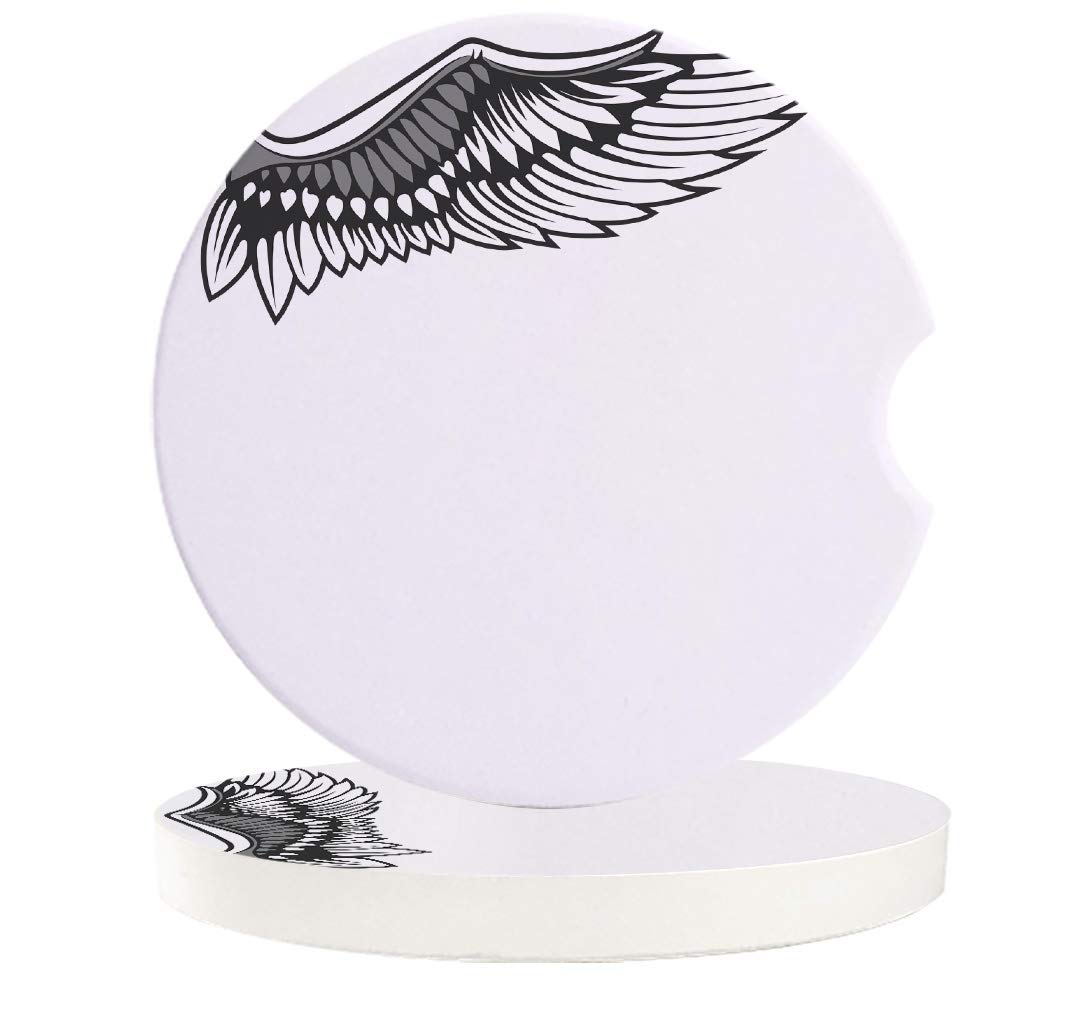 2 Pack Absorbent Ceramic Car Coasters with Wing Design, Removable Cup Holder Coasters for Drinks, Cute Auto Accessories to Keep Car Clean, Perfect for Road Trips and Daily Commutes
