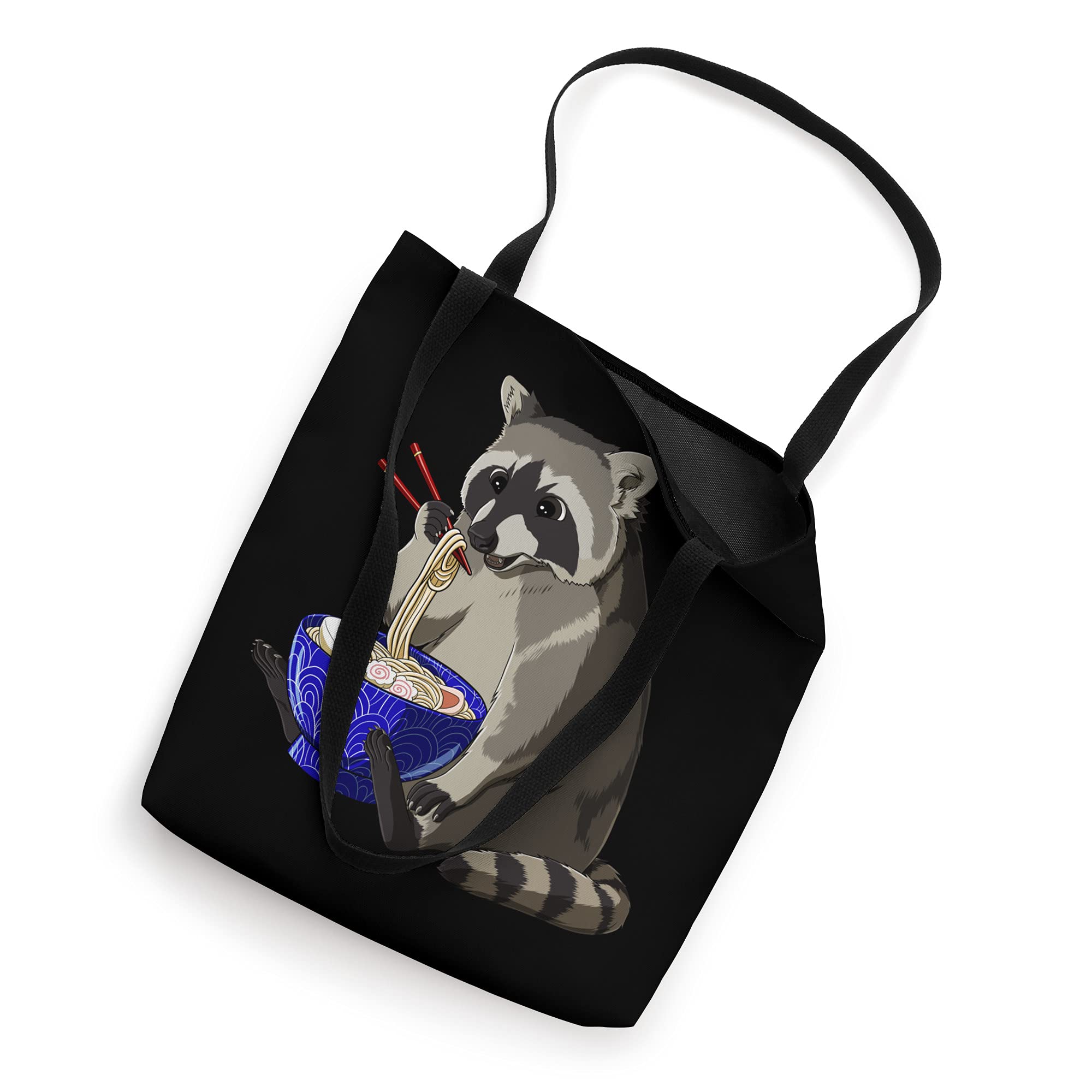 Japanese Noodles Kawaii Ramen Bowl Funny Raccoon Tote Bag - Cute Anime Themed Reusable Shopping Bag for Ramen Lovers, Cosplay & Kawaii Fashion Accessories