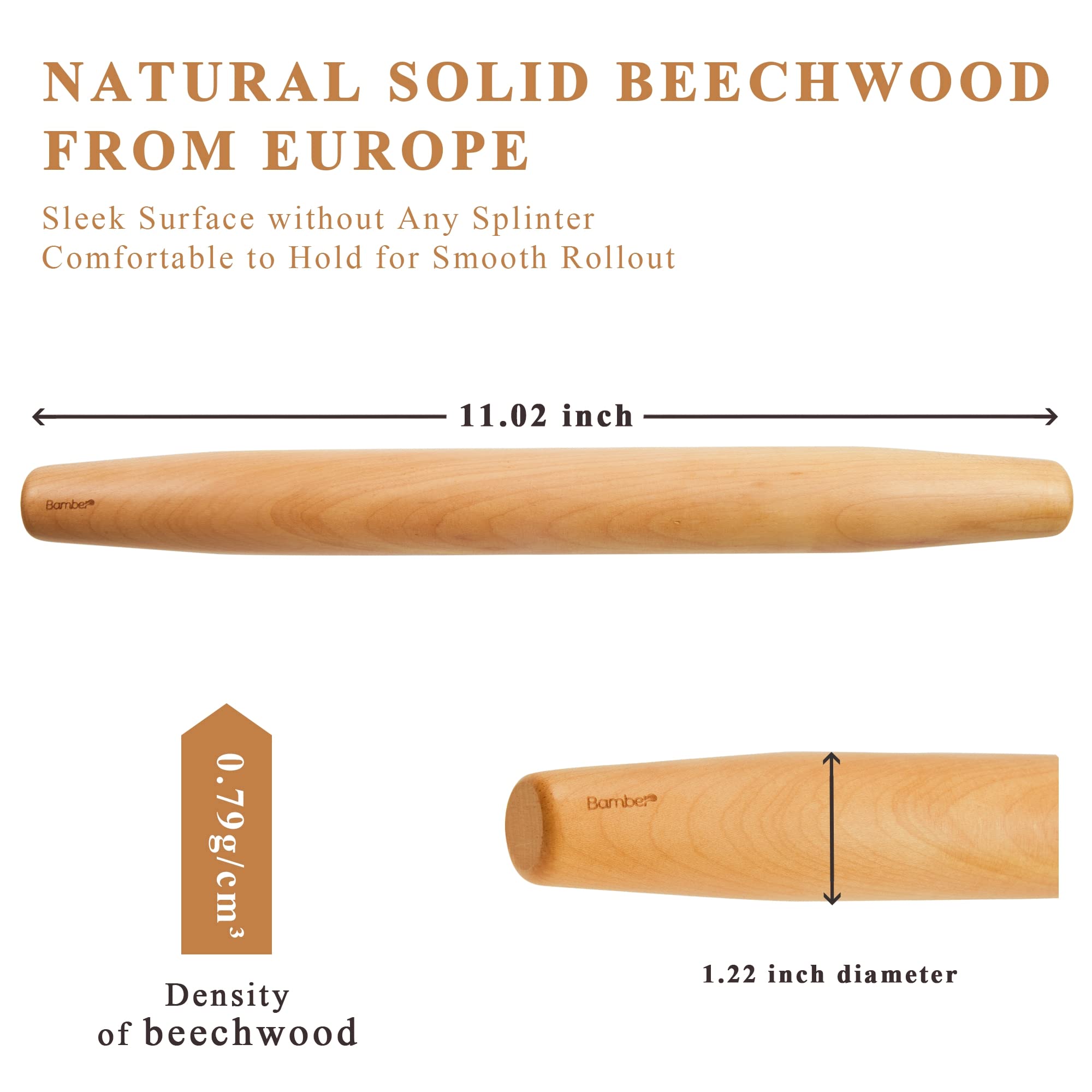 Bamber Mini Wood French Rolling Pin for Baking - 11