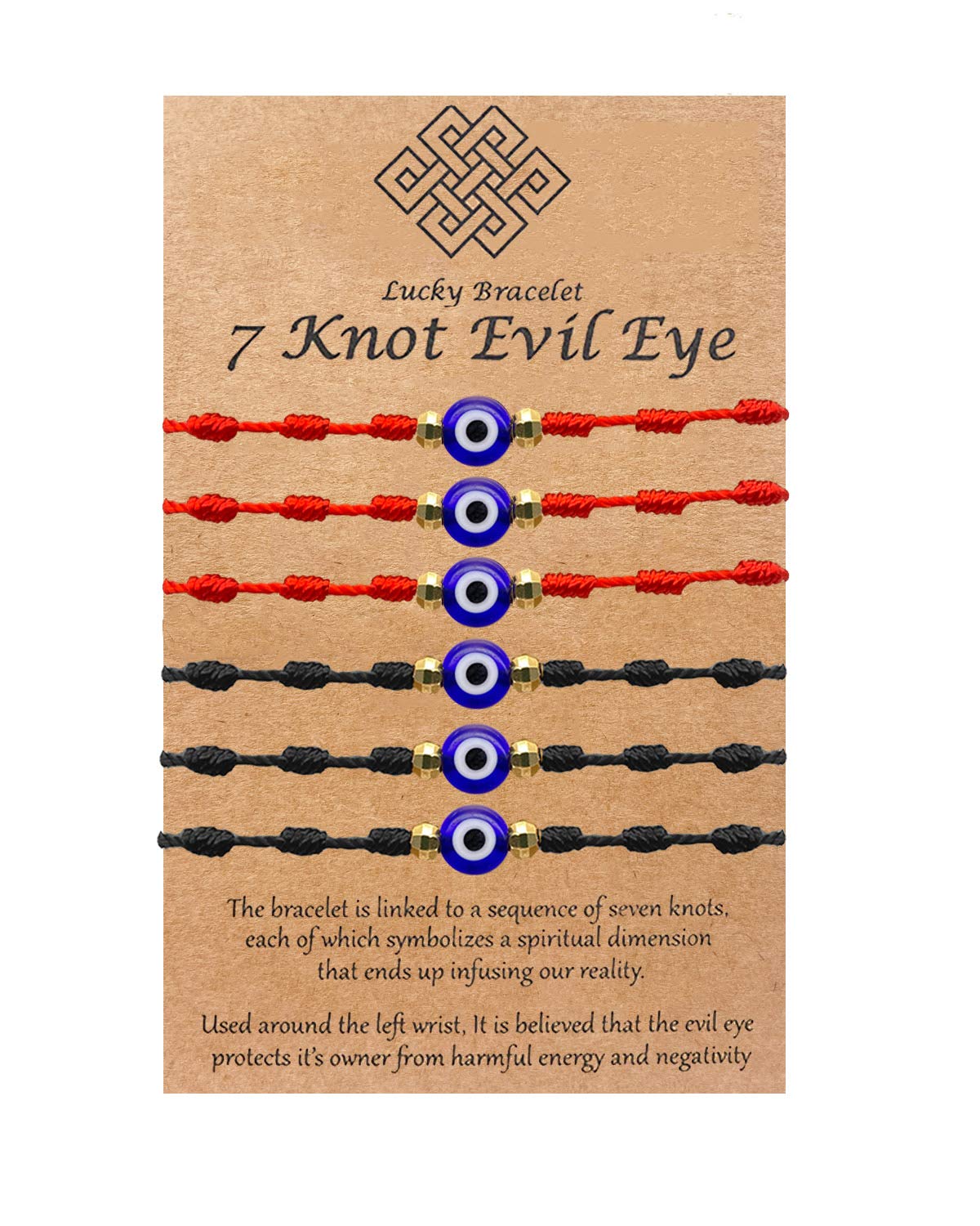 Evil Eye Bracelet for Women - Adjustable 7 Knot Lucky Red String Bracelet with Ojo Turco & Kabbalah Protection Charm | Perfect for Gifts, Daily Wear & Spiritual Protection
