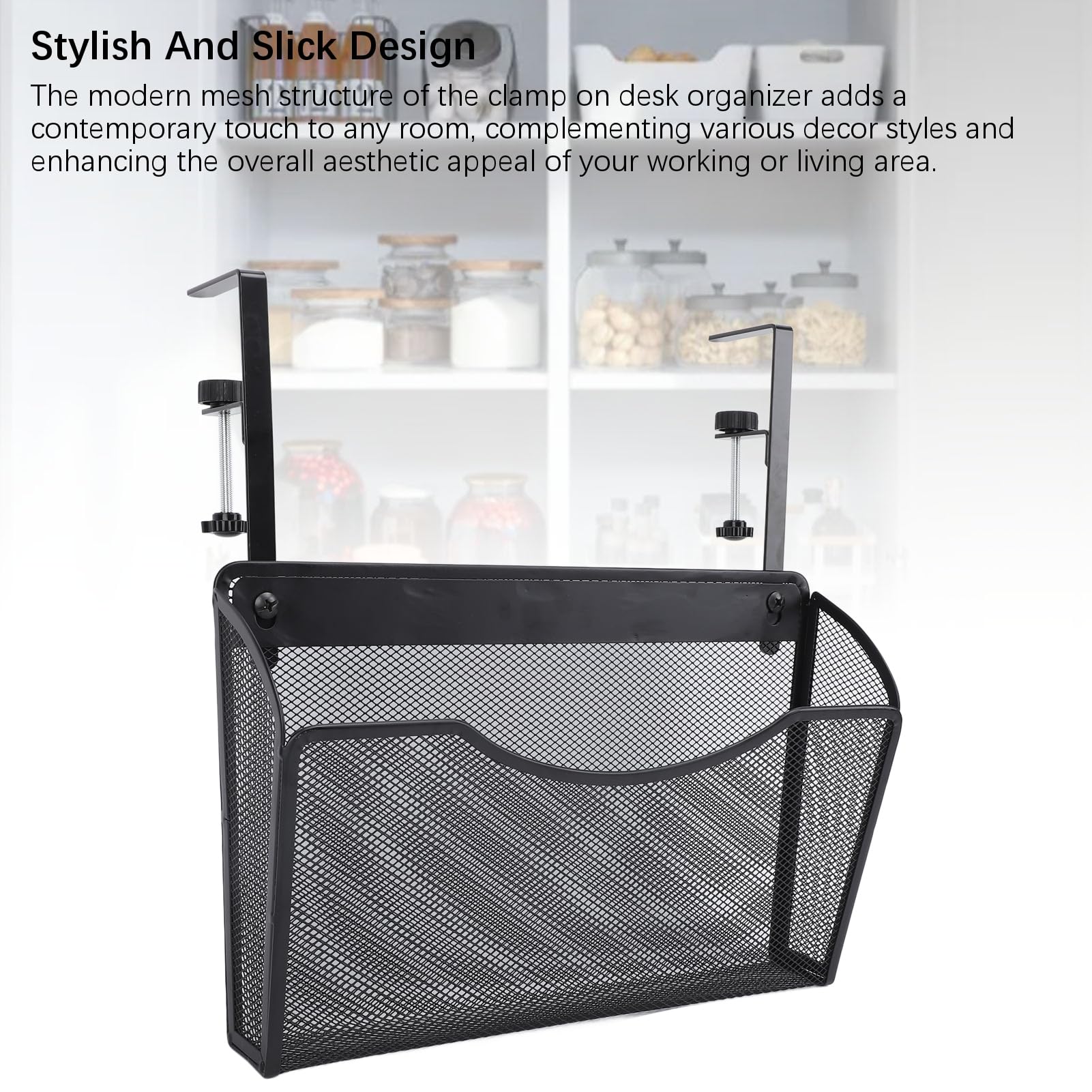 1Pcs Hanging Desk Organizer - Carbon Steel Under Desk Storage Holder with Adjustable Compartments for Office & Home Workspace Organization - Perfect for Storing Files, Stationery, and Office Supplies