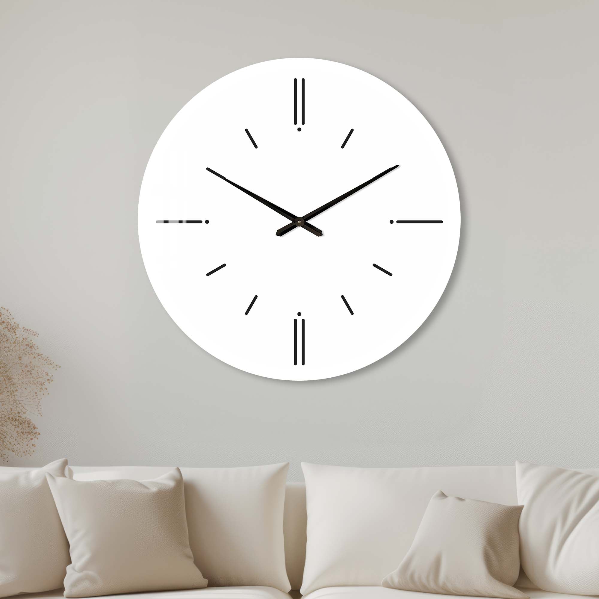 Minimalist White Glass Wall Clock - Modern Home & Office Decor - Perfect for Living Room, Bedroom, and Kitchen
