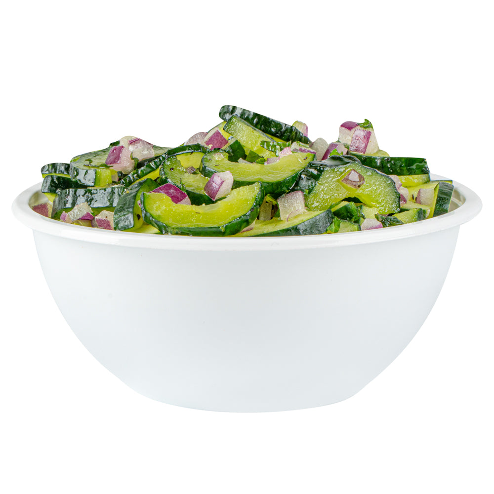7 oz Round White Plastic Salad Bowls - 5
