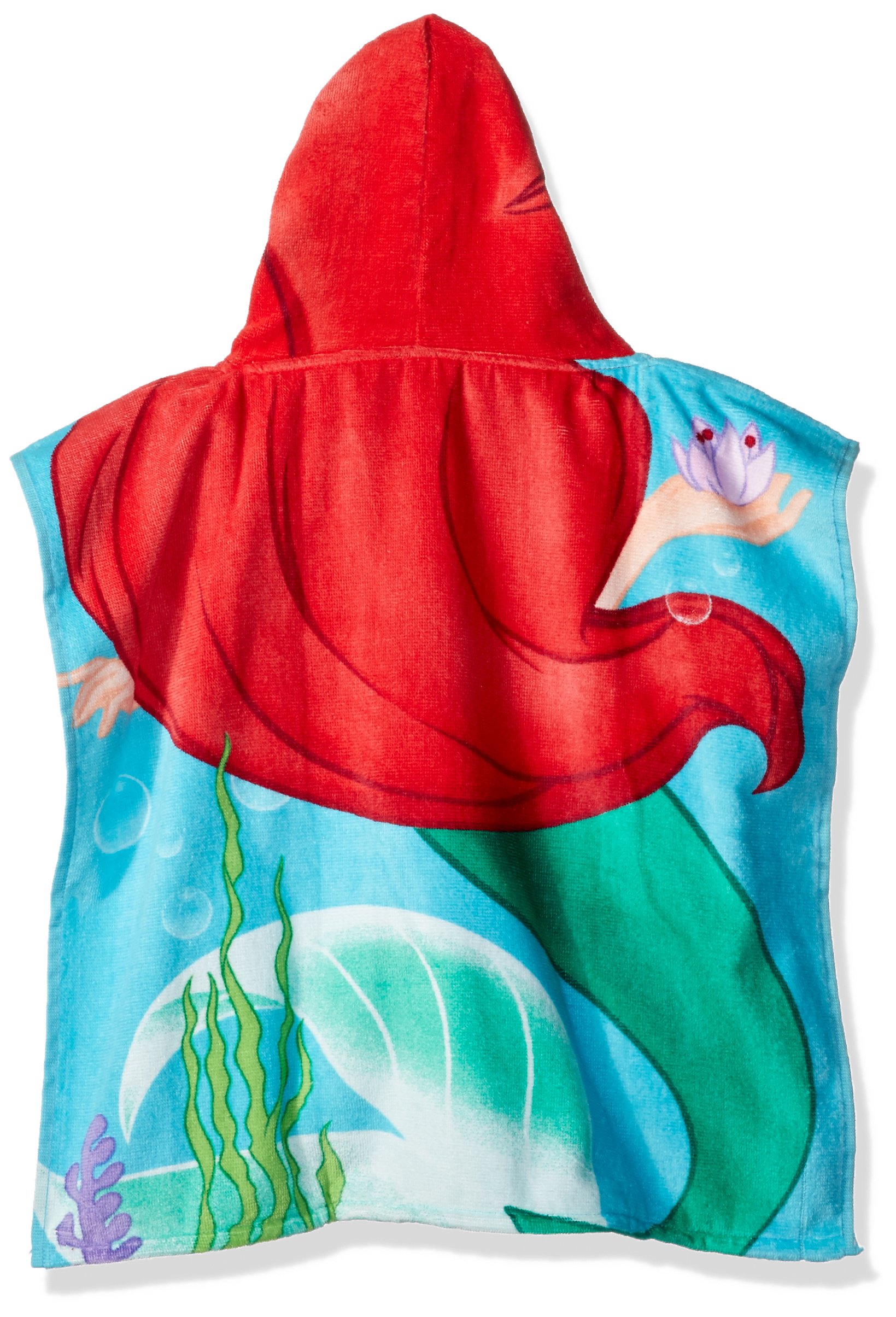 Disney Little Mermaid Ariel Hooded Kids Bath Towel - Soft Cotton Baby Beach & Pool Towel for Toddler Girls, Perfect for Swimming, Bath Time & Dress Up Play