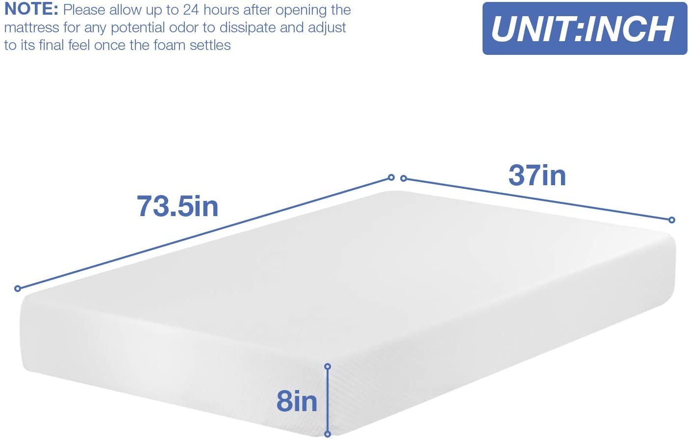 8 Inch Twin Mattress with Cooling Gel Memory Foam - CertiPUR-US Certified, Medium Firm for Pressure Relief & Cool Sleep - Perfect for Kids' Rooms, Guest Beds & Dorm Rooms (White)