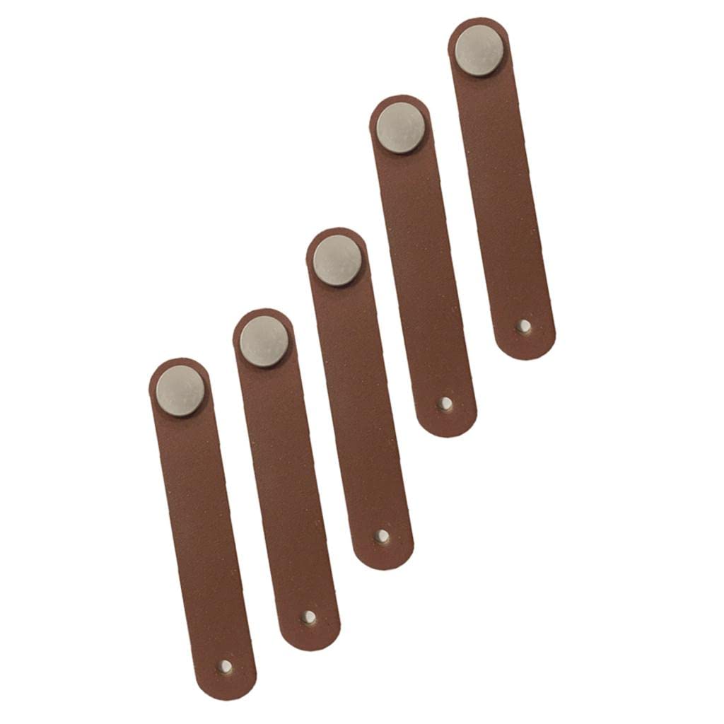 Flameer 5-Pack Handmade Leather Cabinet Handles - Vintage Drawer Pulls & Knobs for Dresser, Kitchen Cabinets & Furniture - Durable Leather Door Handles for Home Decor & DIY Projects