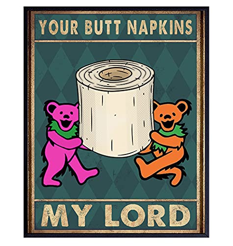 Funny Toilet Paper Wall Art - Dancing Bear Bathroom Decor - Unique Bath Wall Sign for Powder Room & Guest Restroom | Perfect for Humorous Home Decor & Gift Ideas