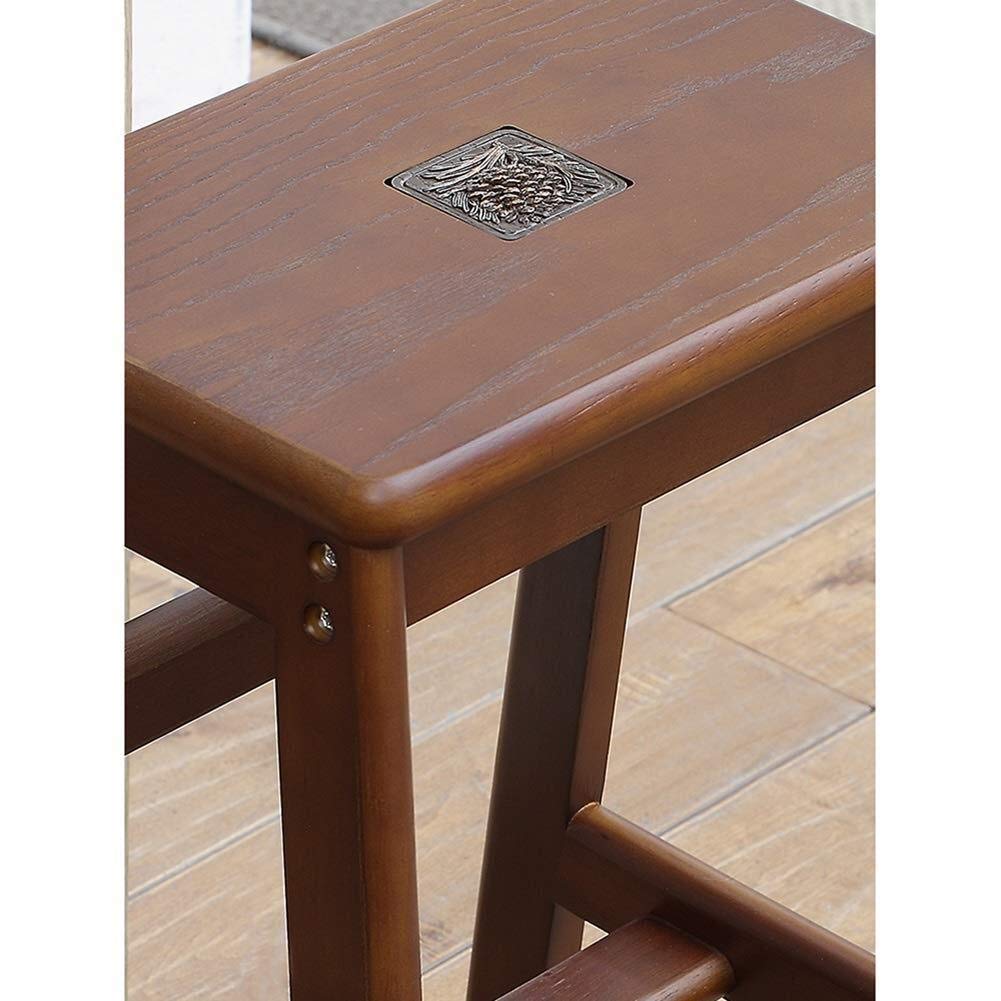 NEVKA 2-Tier Solid Wood Folding Stool - Multifunctional High Bench for Home, Shoe Storage & Step Ladder - Perfect for Living Room, Bedroom & Entryway Organization