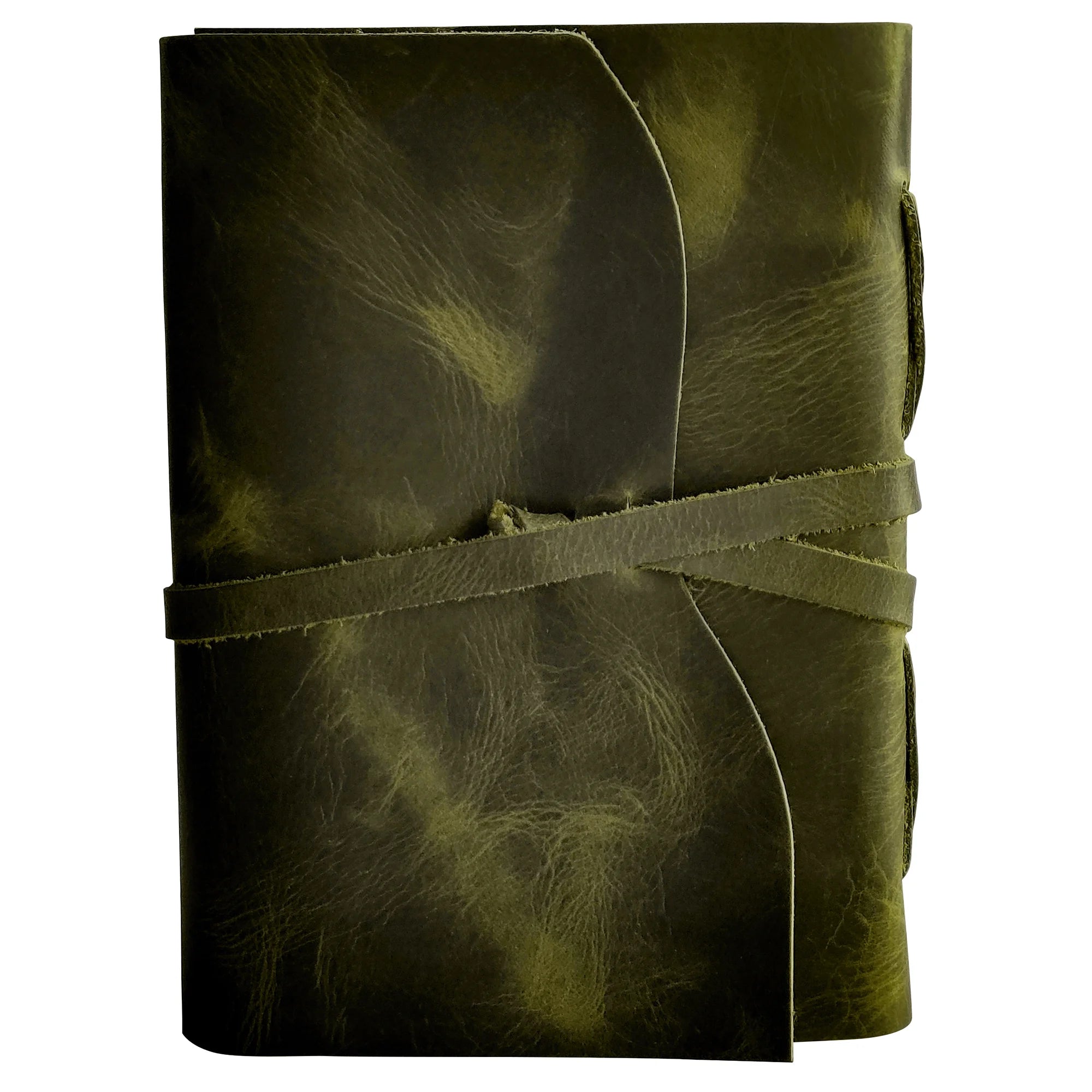Handmade A5 Leather Bound Journal with Antique Deckle Edge Paper - Olive Green - Perfect for Writing, Sketching & Gift Giving