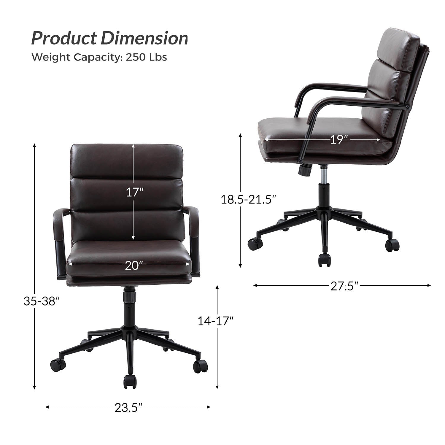 Johannes Task Office Chair - Ergonomic Adjustable Desk Chair with Lumbar Support for Home & Office Workspace - Perfect for Long Hours of Sitting, Gaming, and Remote Work