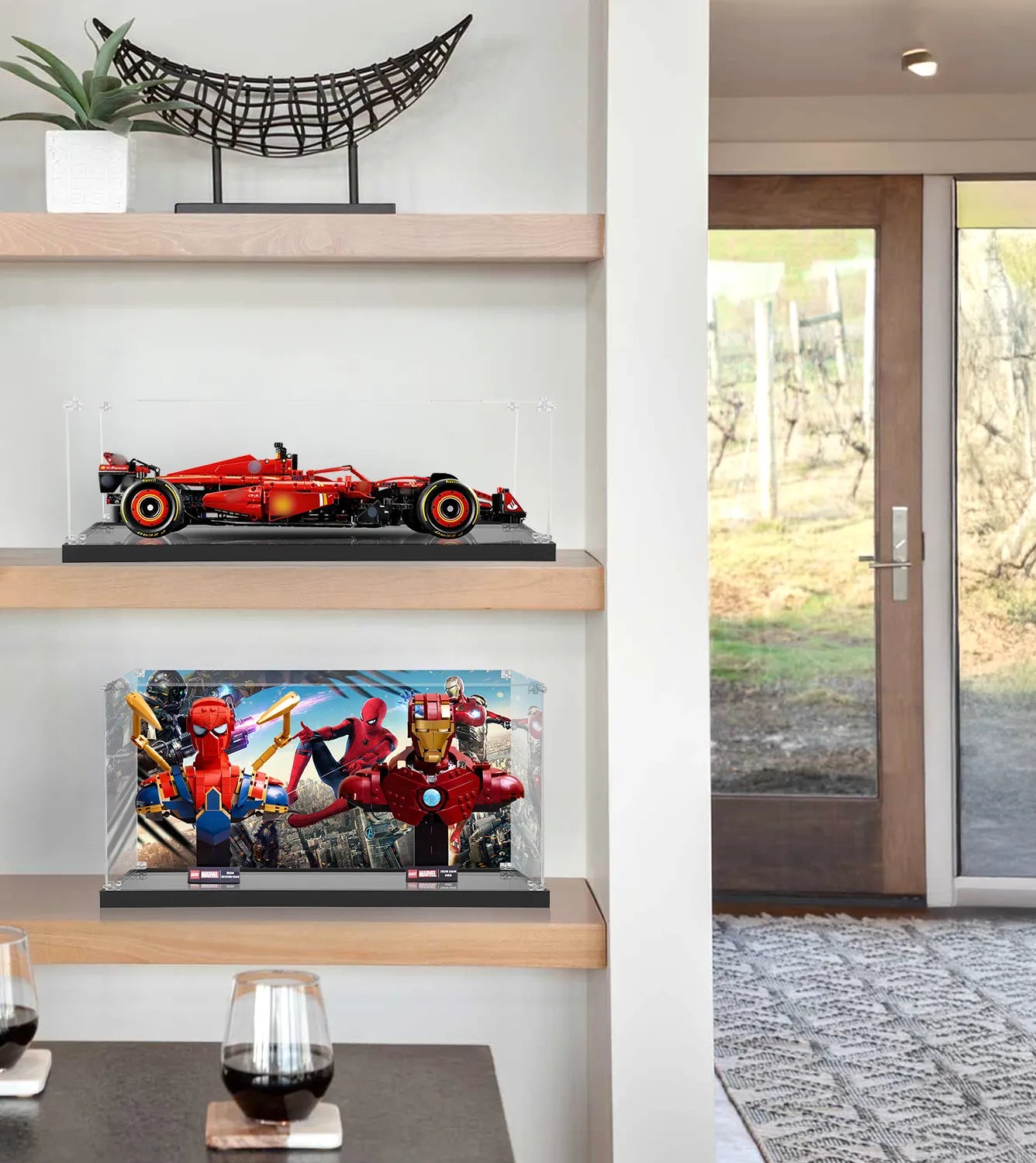 LEGO® Marvel Spider-Man 76326 & Iron Man 76327 Display Case - Protective Showcase for Collectible Minifigures - Perfect for Home Decor, Office Display & Gift Giving